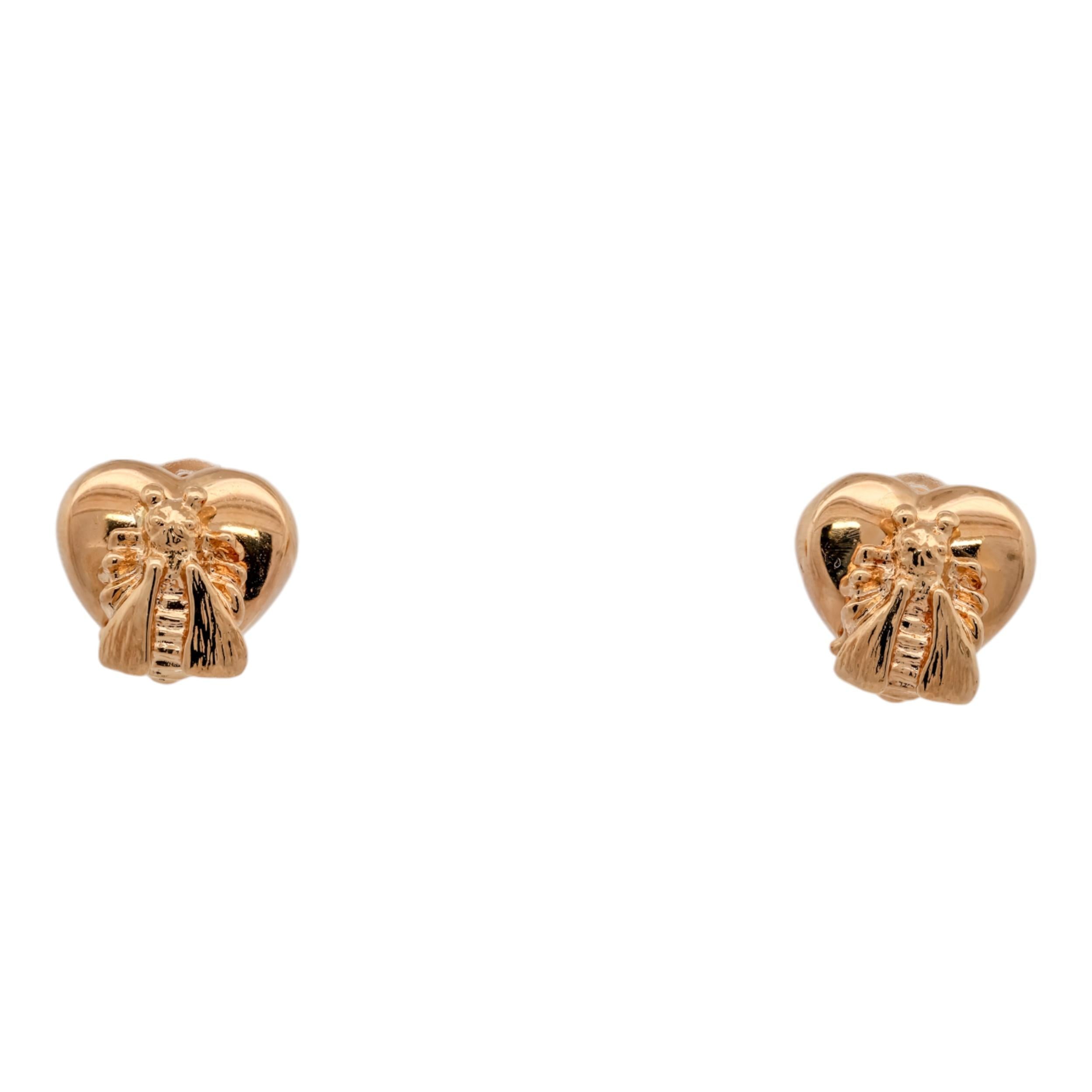 18K Gucci Bee Heart Studs