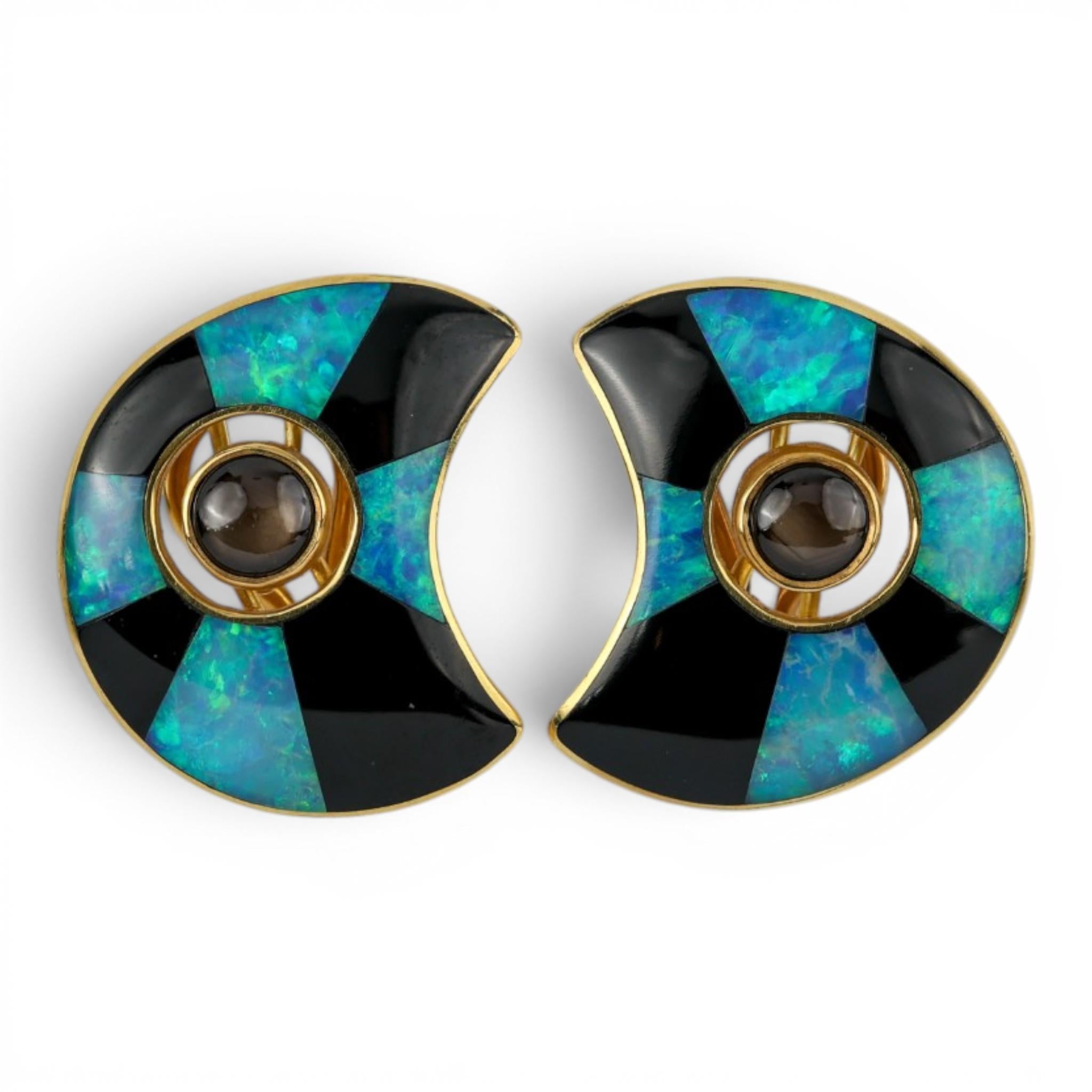 Opal & Star Sapphire Inlay Earrings