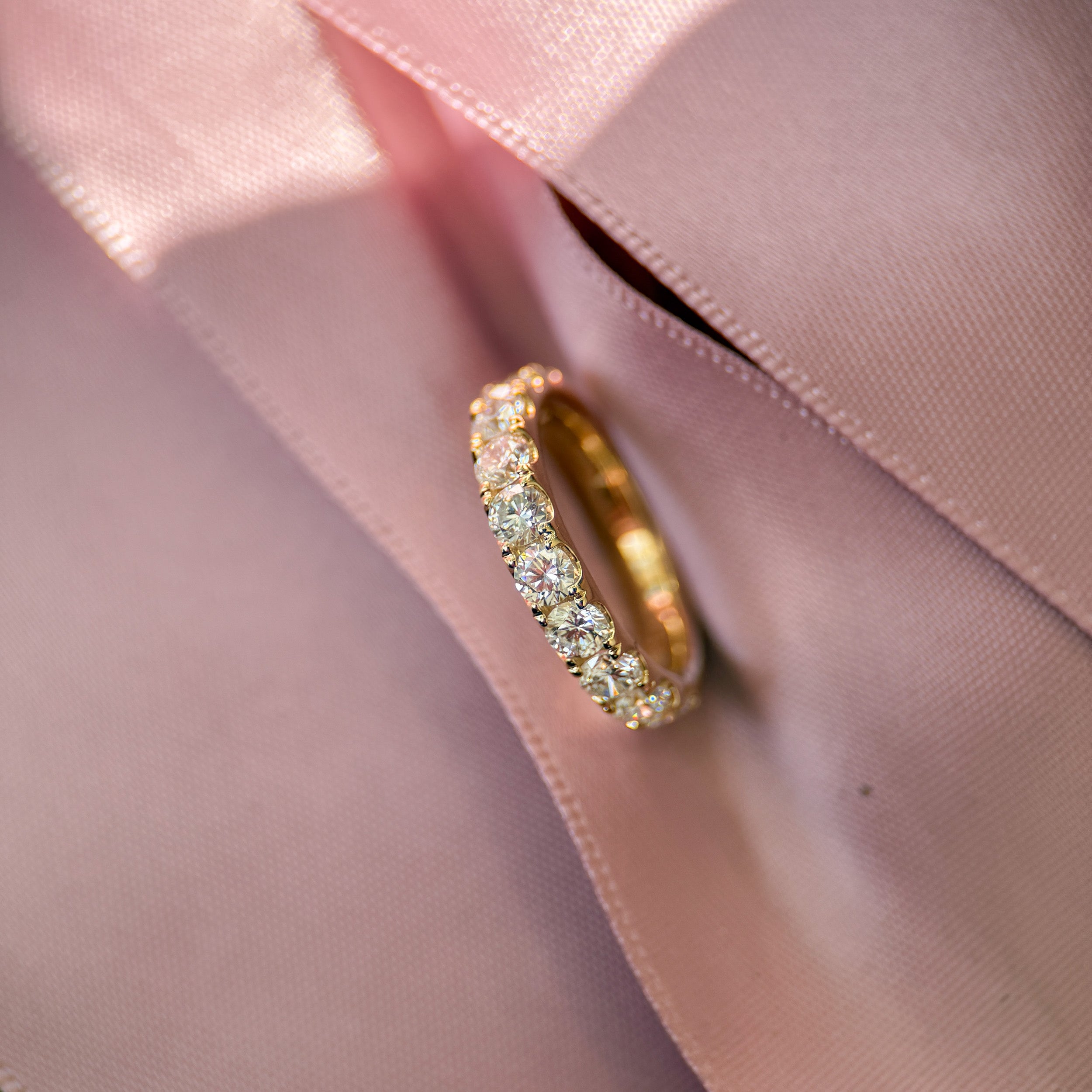 M & Co. Yellow Gold Pavé Lab Diamond Half Eternity Band