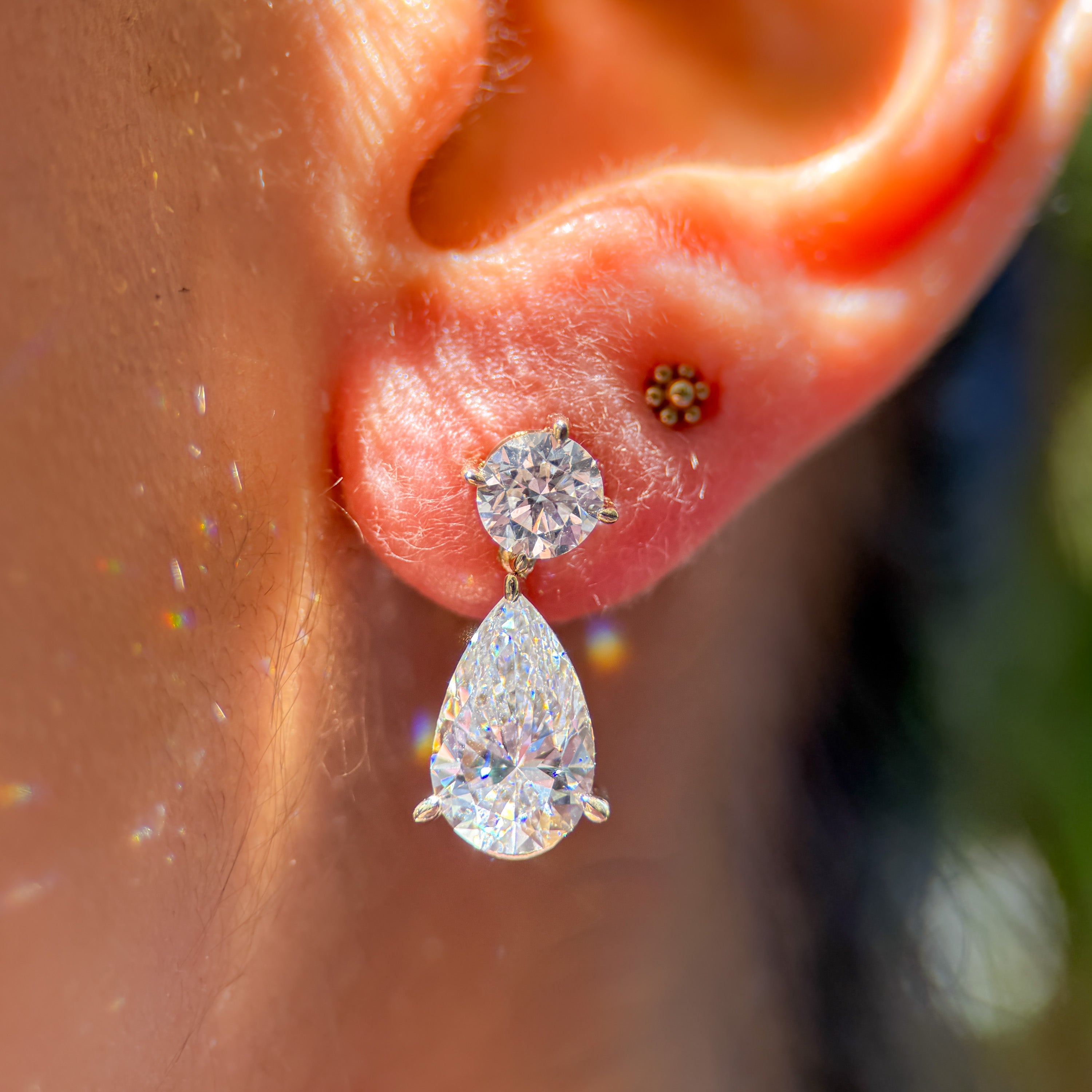 M & Co. Lab Grown Diamond Round & Pear Drop Earrings