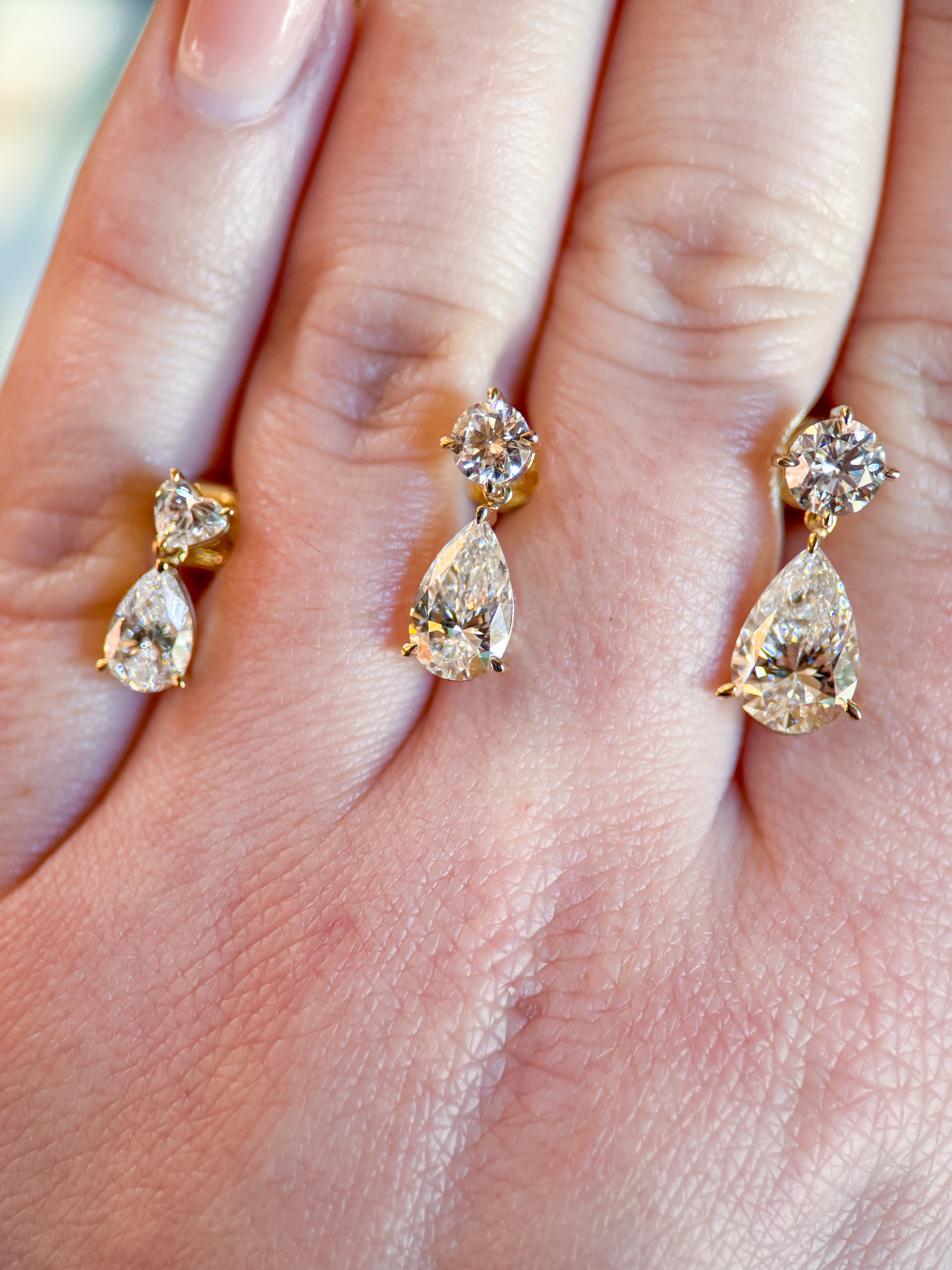 M & Co. Lab Grown Diamond Round & Pear Drop Earrings