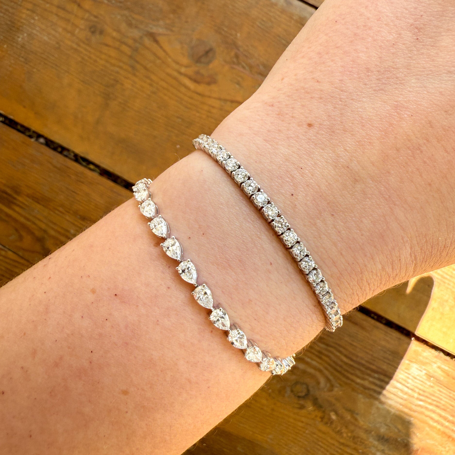 M & Co. Pear Lab Grown Diamond Tennis Bracelet