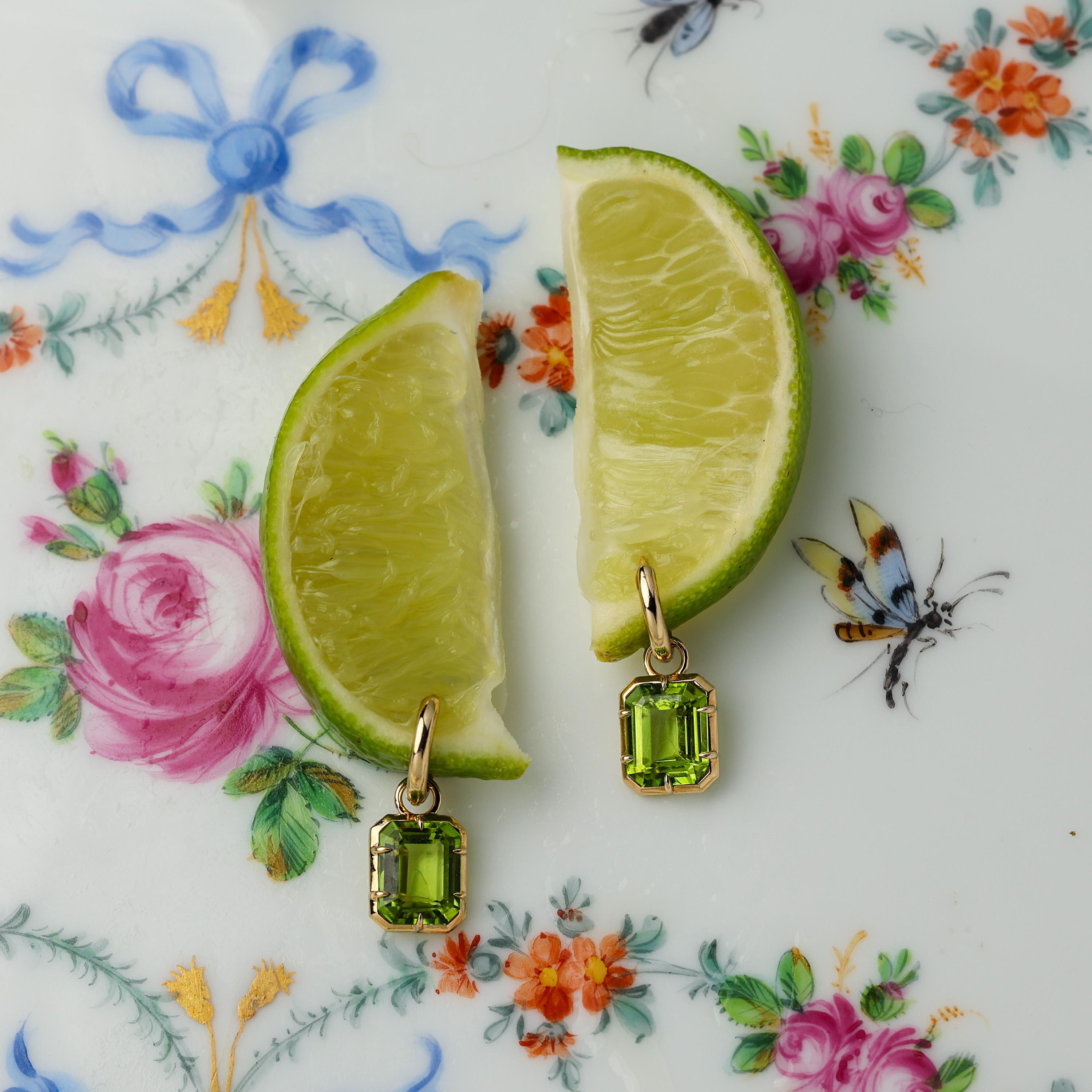 Peridot Drop Huggie Hoop Earrings