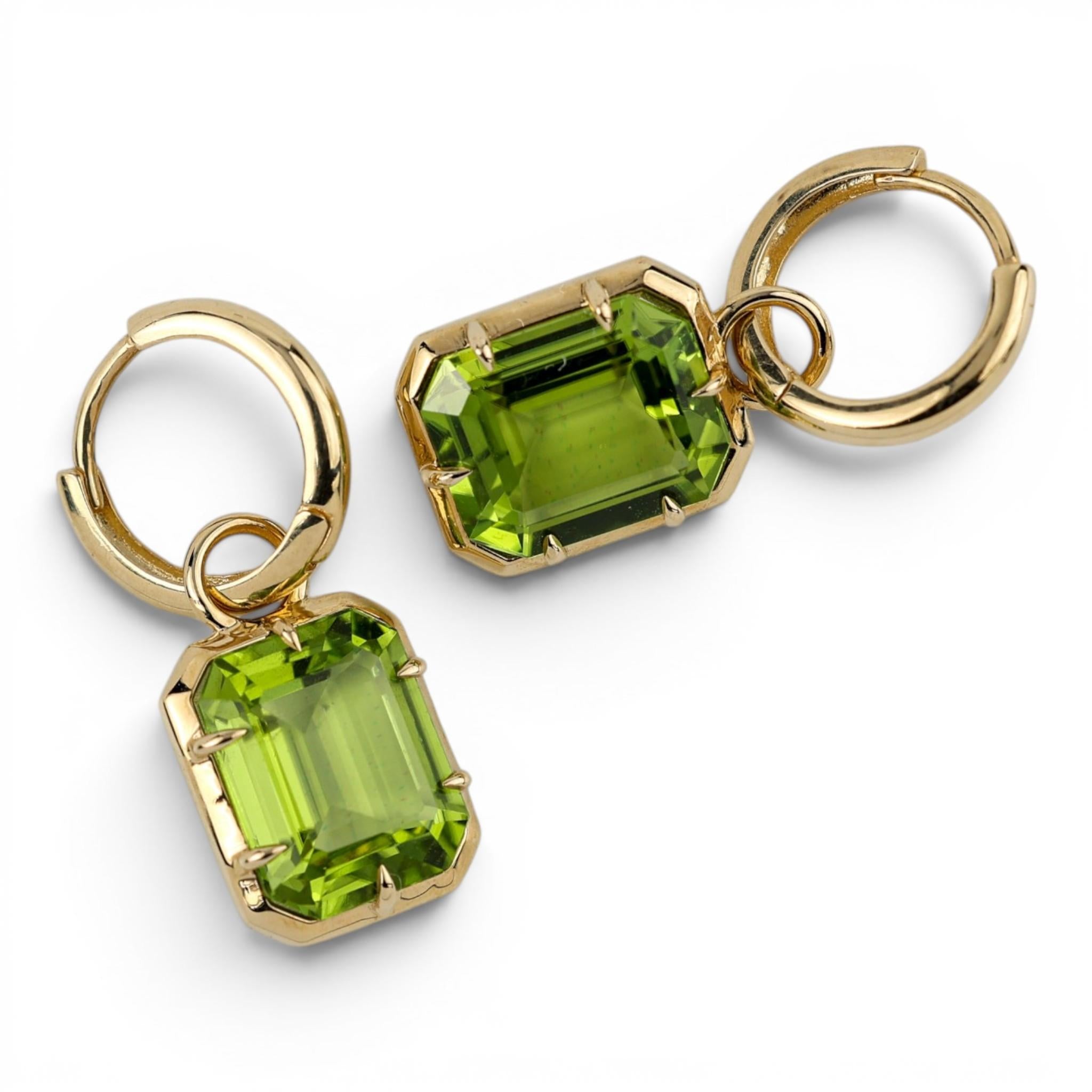 Peridot Drop Huggie Hoop Earrings