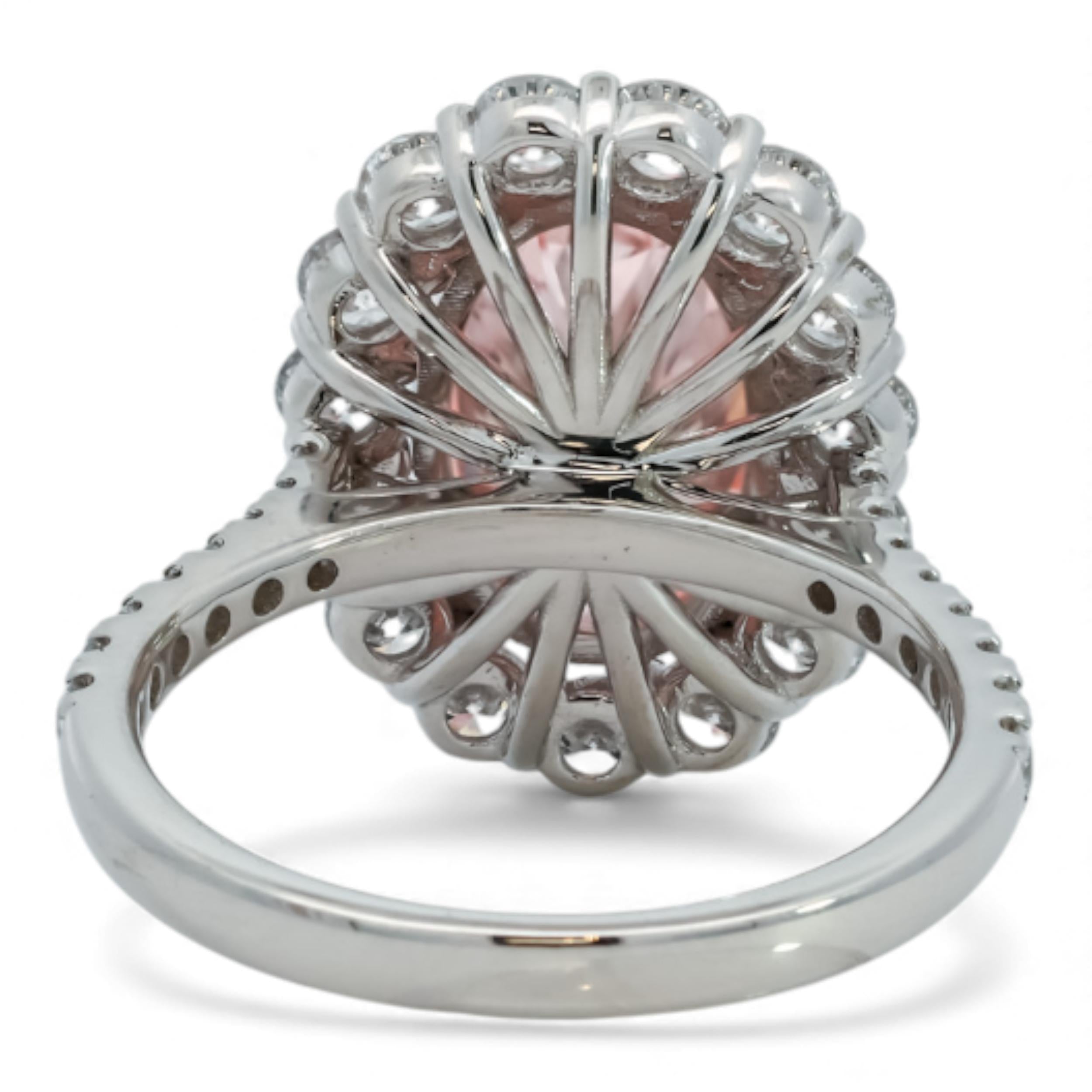 3 CT Fancy Pink LG Diamond Halo Platinum Engagement Ring