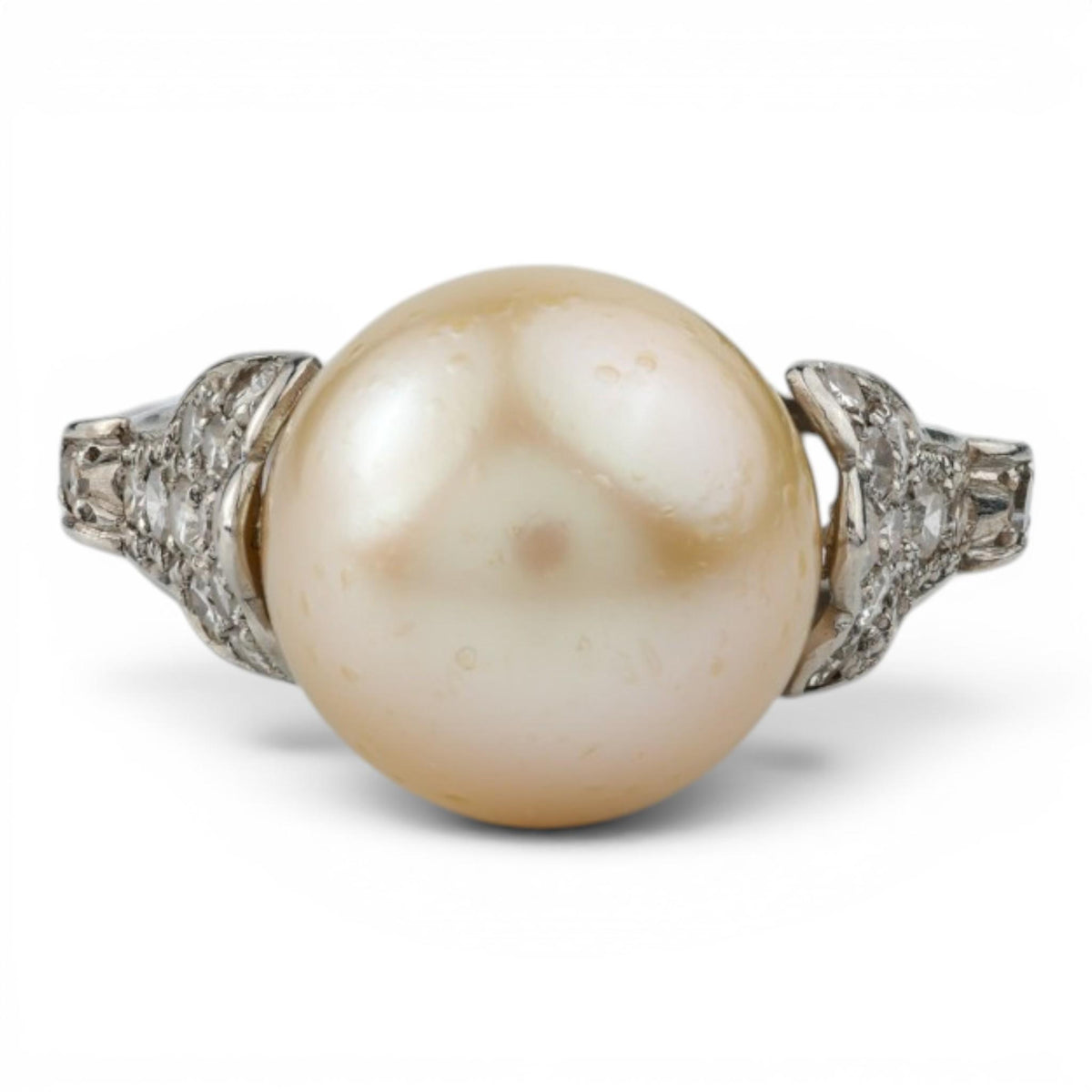 Antique Platinum Pearl and Diamond Ring