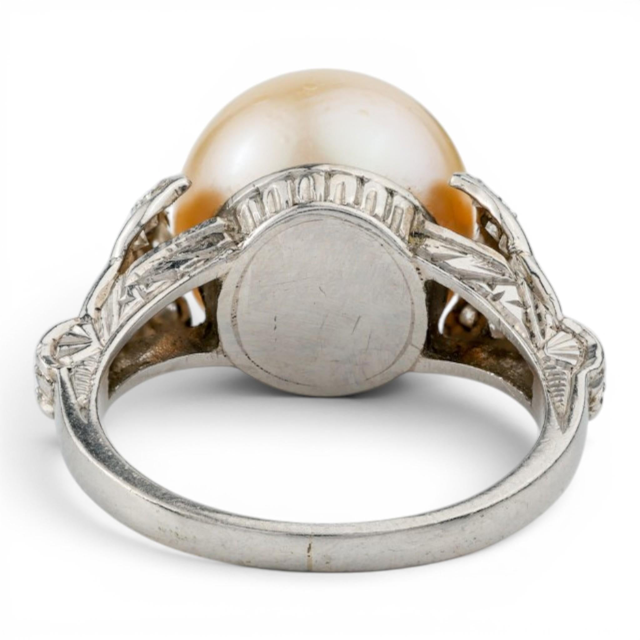 Antique Platinum Pearl and Diamond Ring