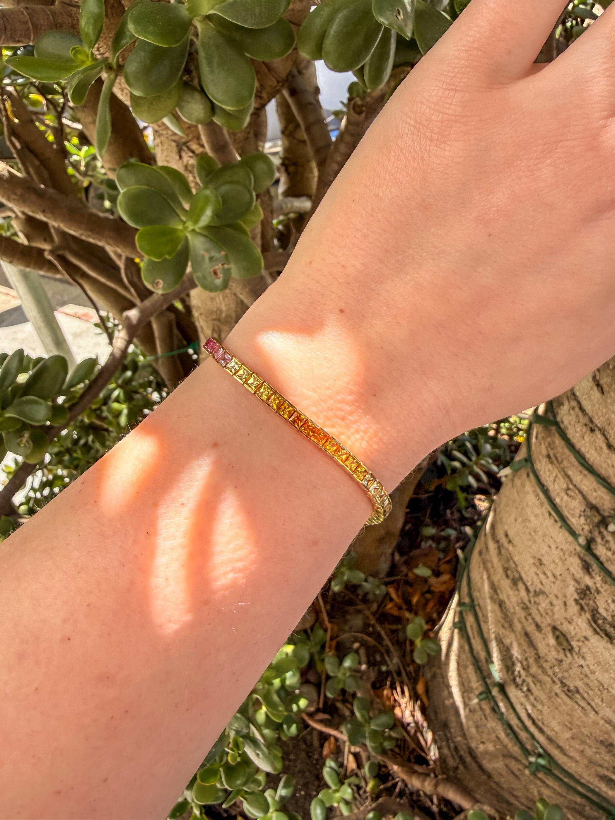 18K Rainbow Sapphire Line Bracelet