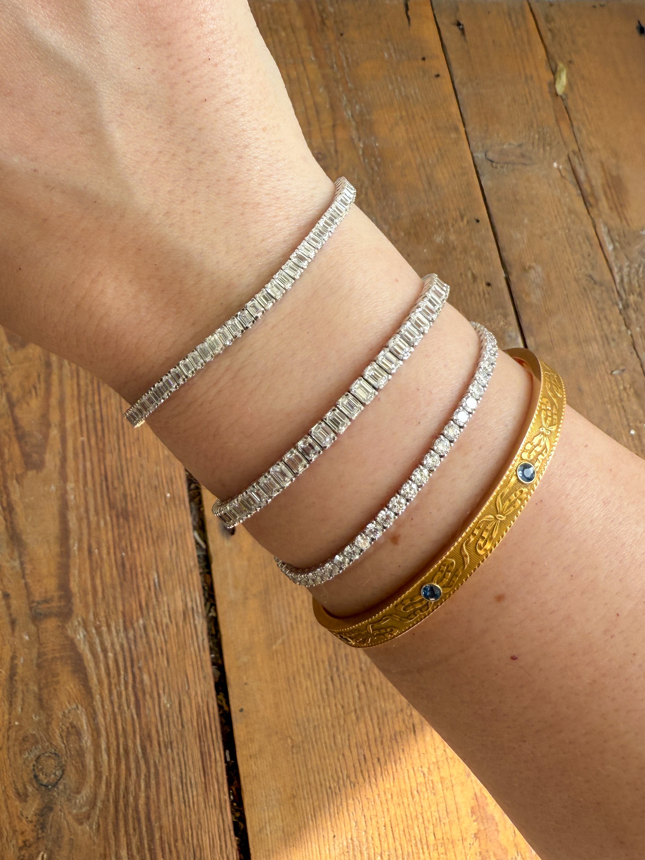M & Co. Emerald Cut Lab Grown Diamond Bracelet