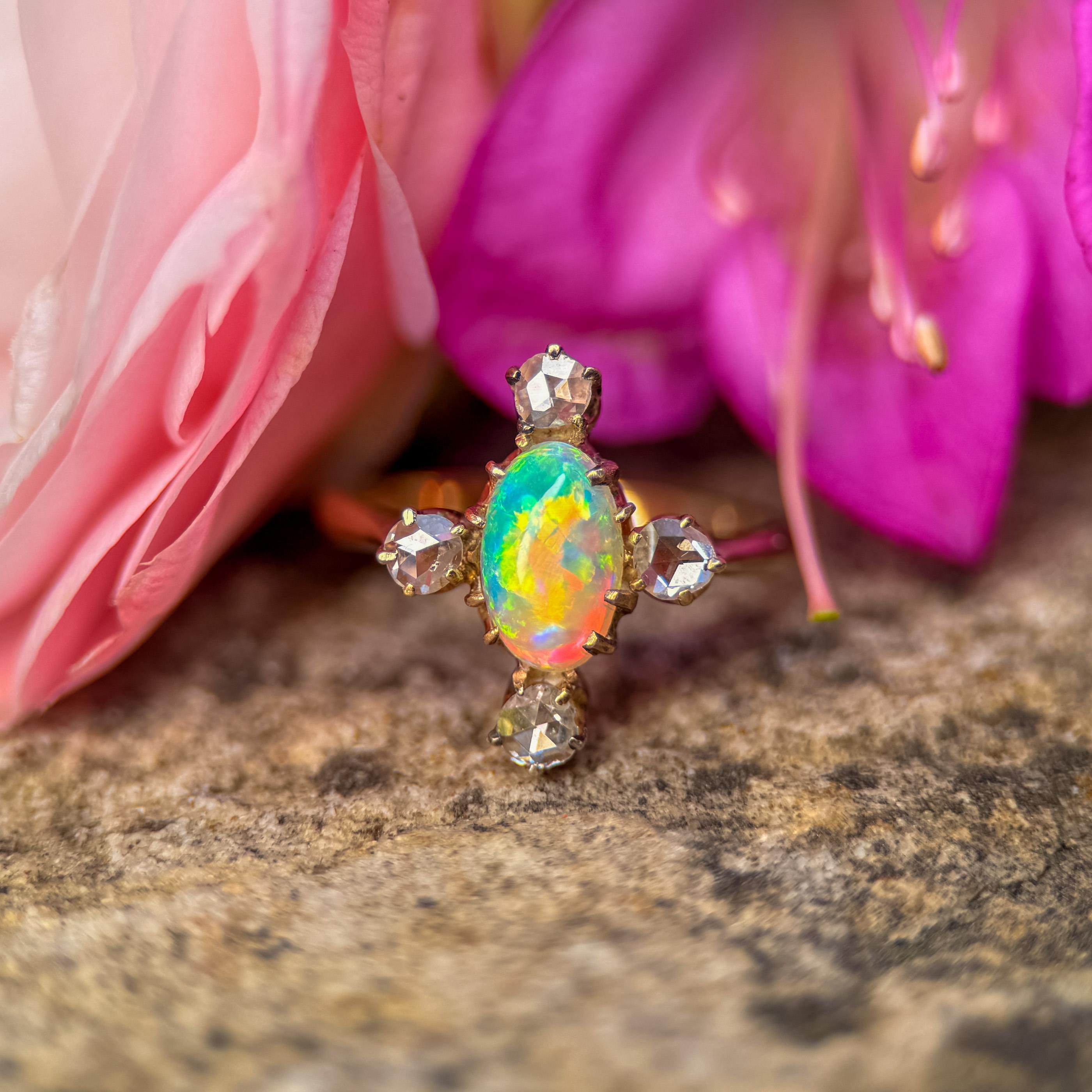 Victorian Opal & Rose Cut Diamond Ring