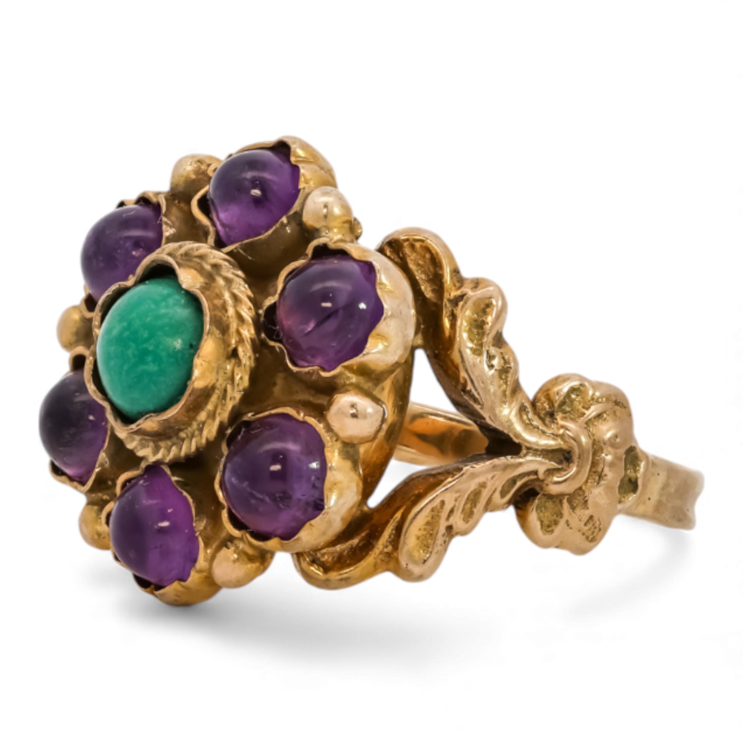 Victorian English 9ct Amethyst & Turquoise