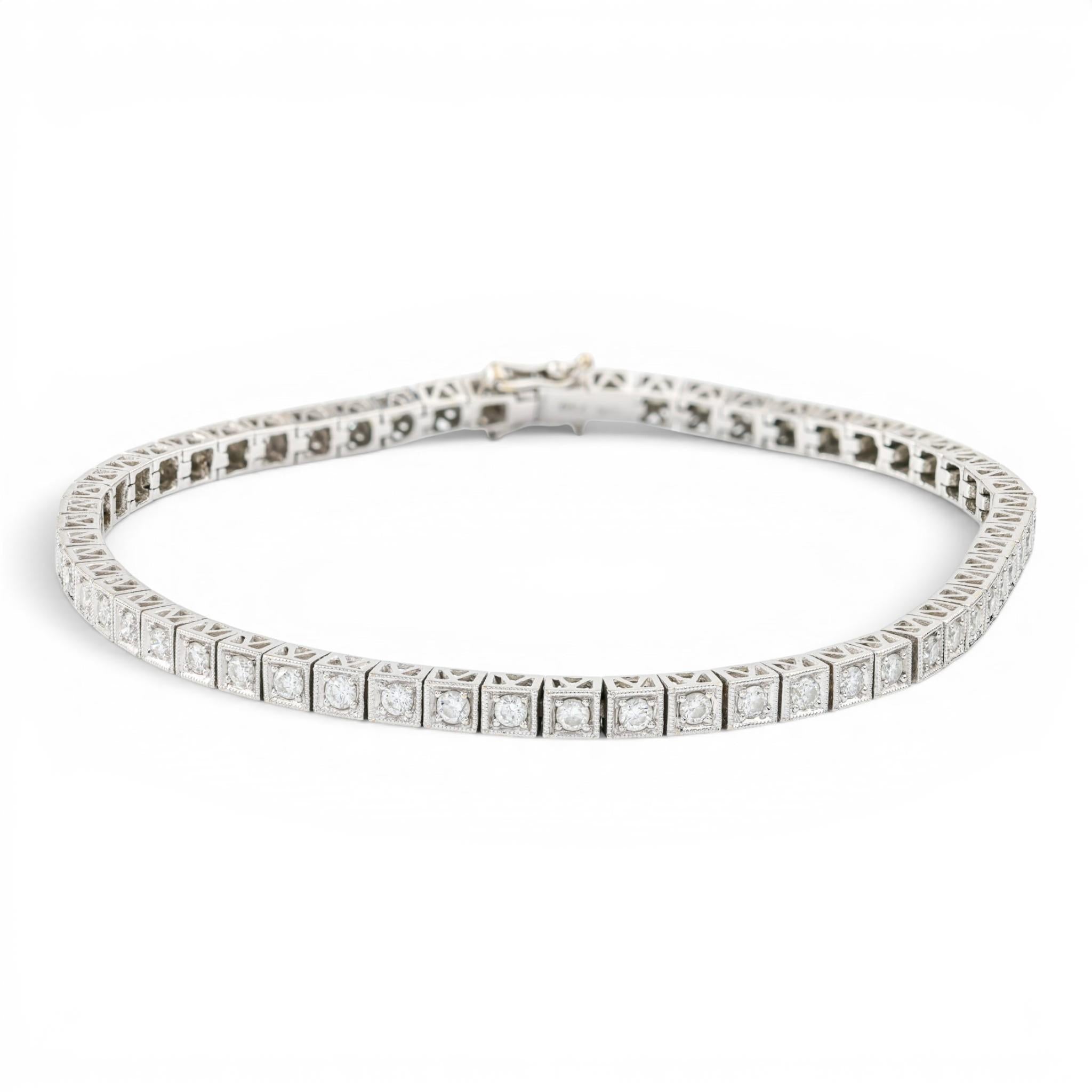Vintage 18K White Gold Diamond Tennis Bracelet