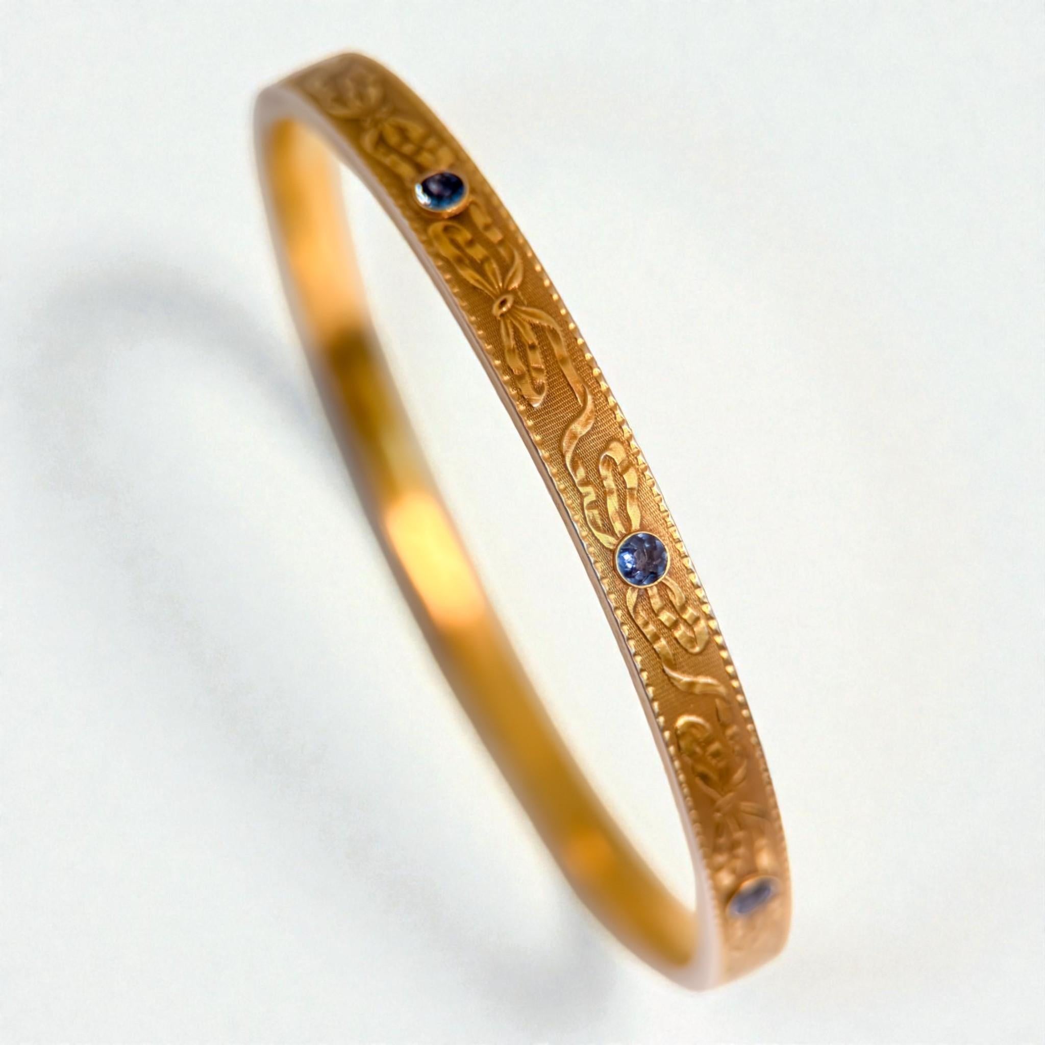 Edwardian Krementz Yogo Gulch Montana Sapphire Bangle Bracelet