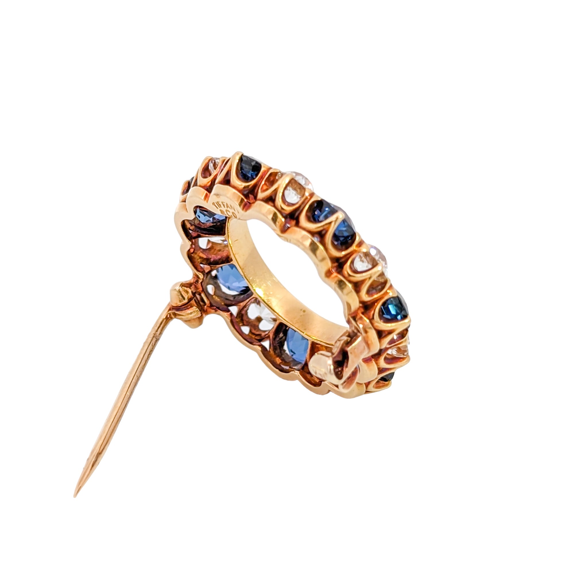Edwardian Tiffany & Co. Yogo Gulch Montana Sapphire & Diamond Circle Brooch