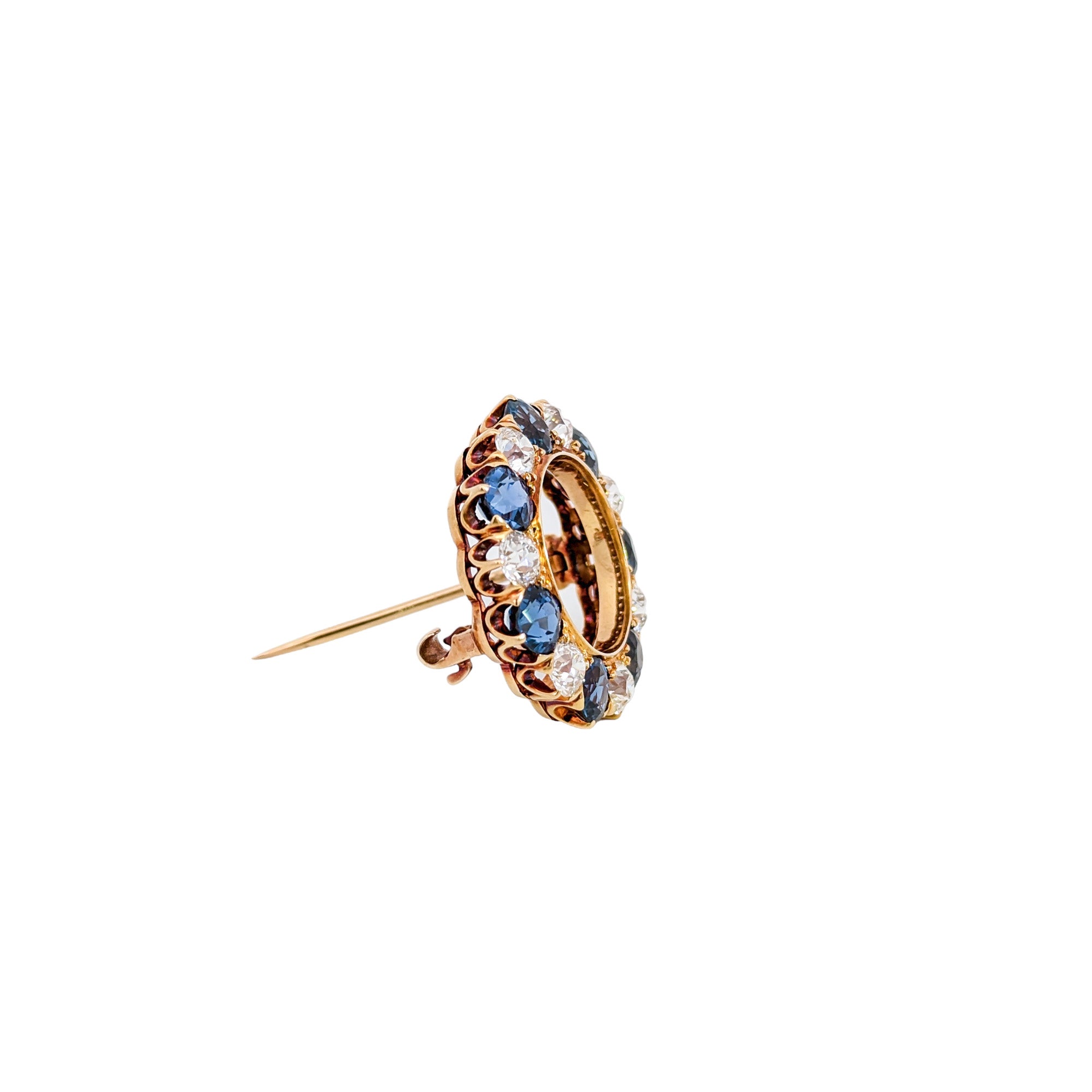 Edwardian Tiffany & Co. Yogo Gulch Montana Sapphire & Diamond Circle Brooch