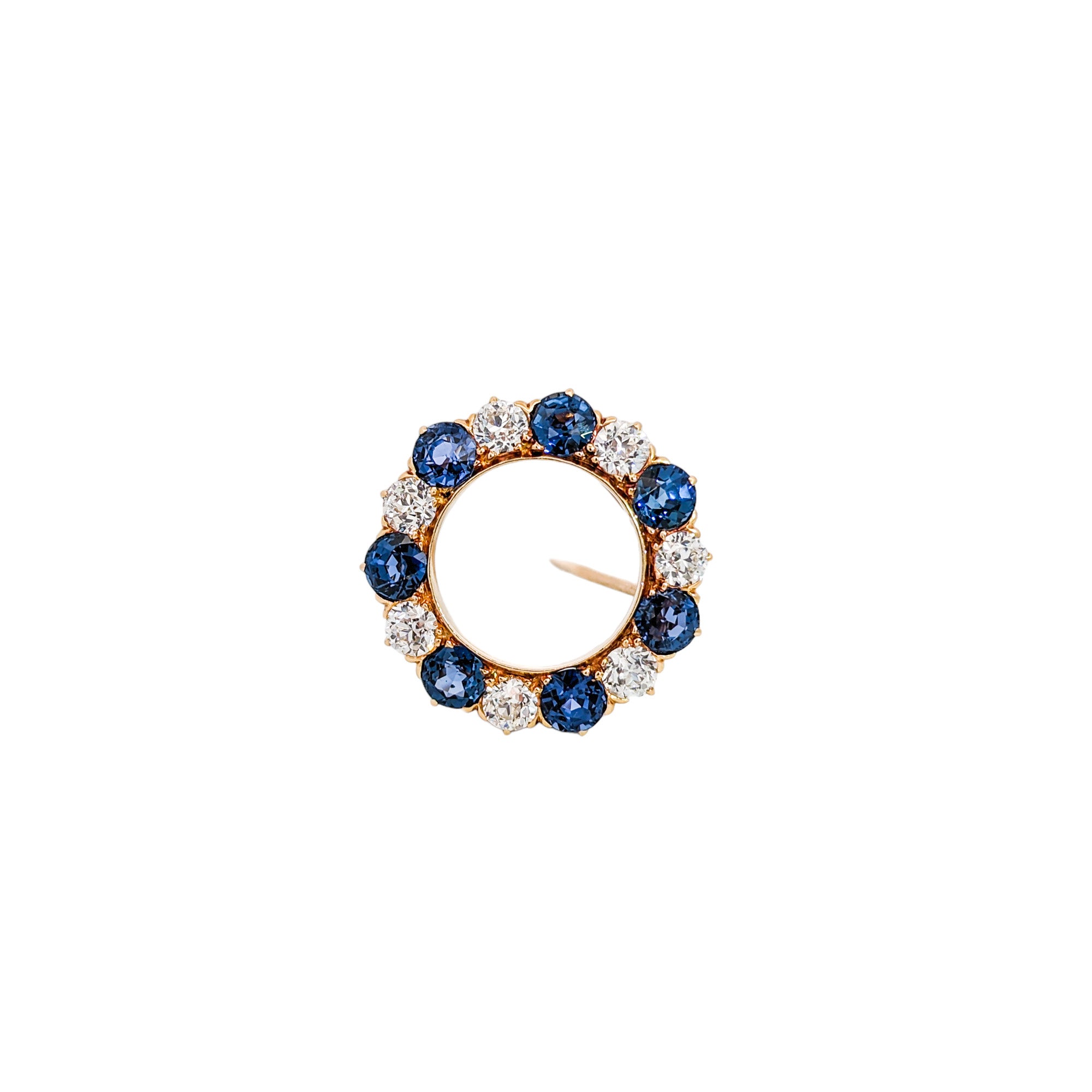 Edwardian Tiffany & Co. Yogo Gulch Montana Sapphire & Diamond Circle Brooch