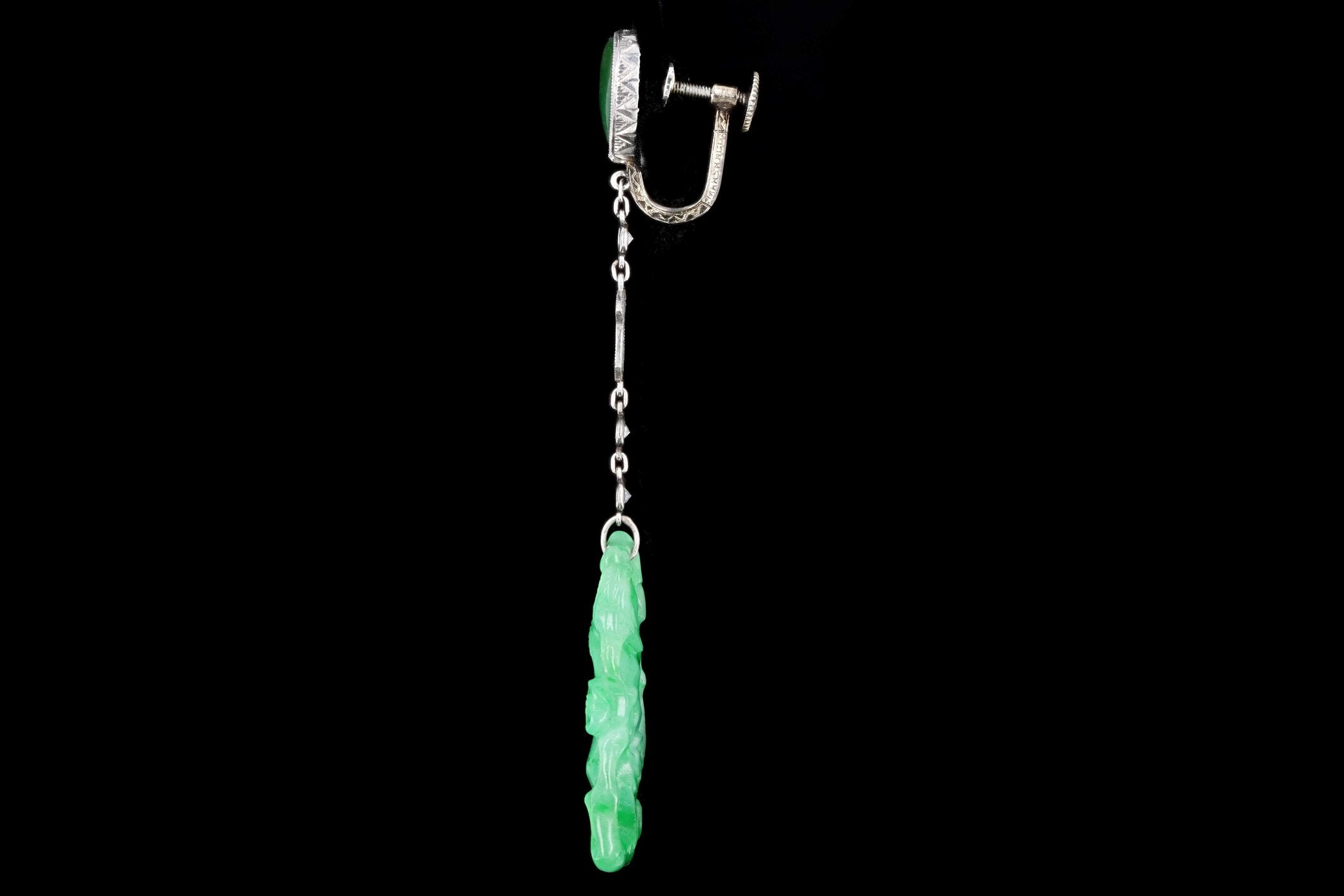 Platinum Marsh & Co Jade & Diamond Earrings