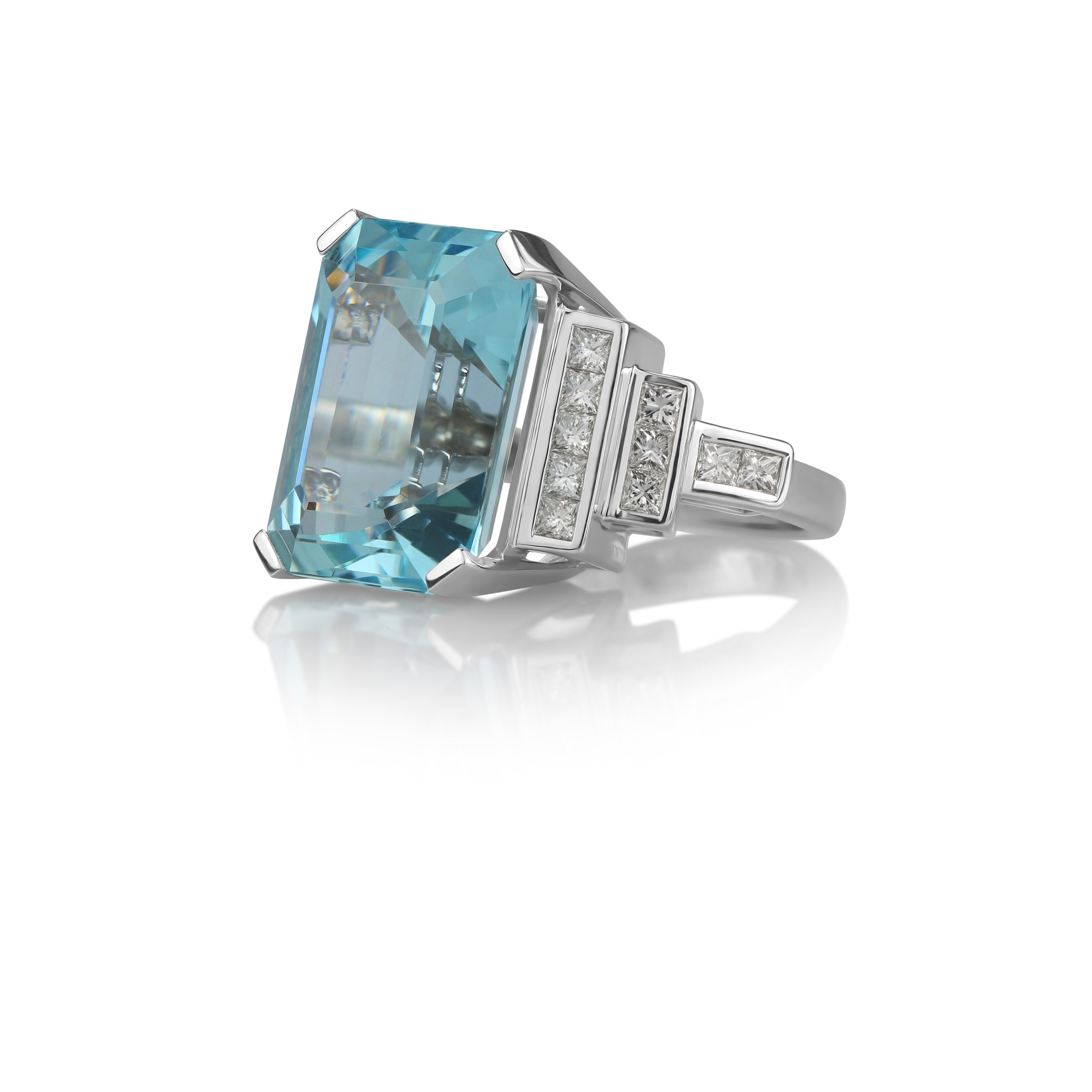 1/7 #52 - M & Co. Platinum 16.58 CT Aquamarine & Diamond Ring