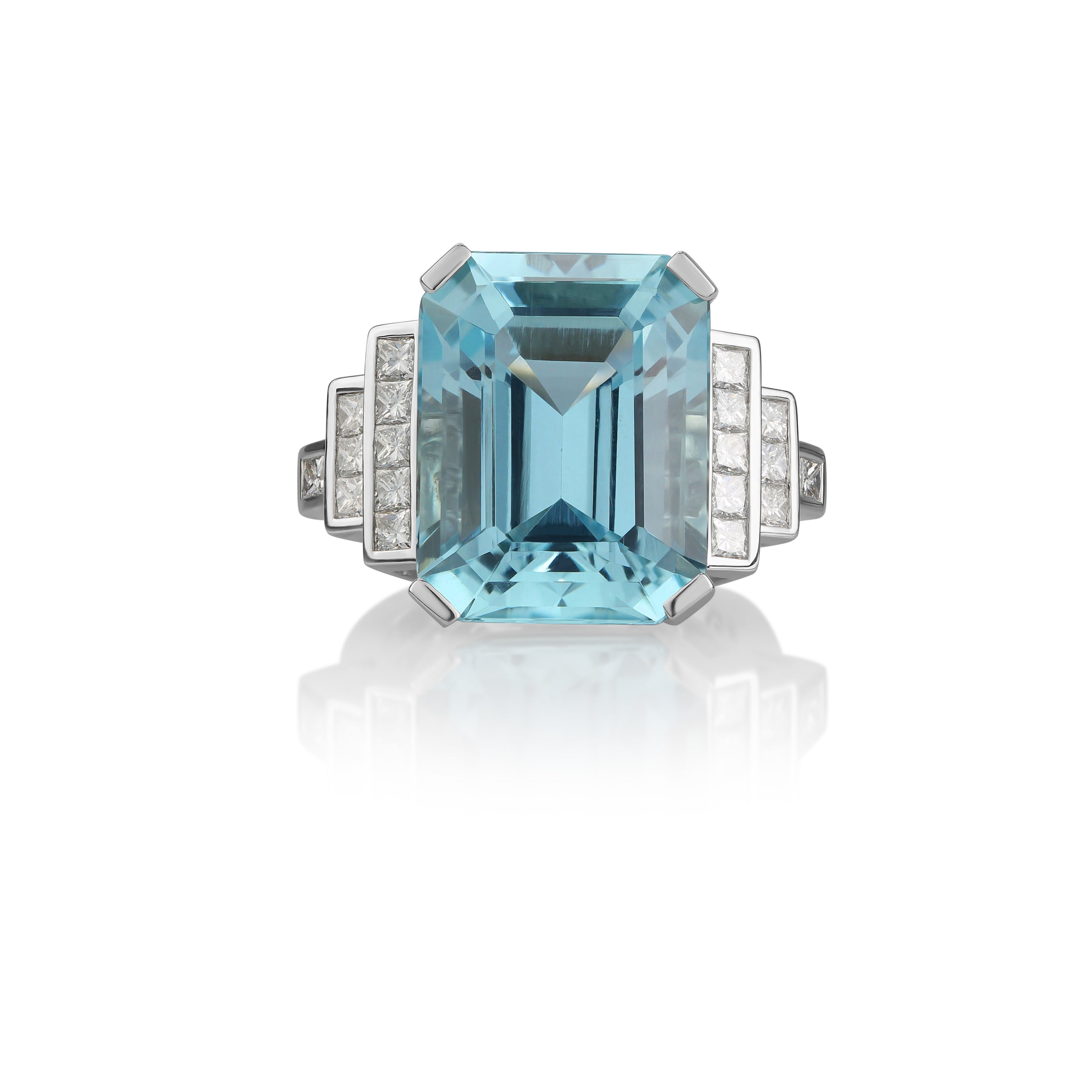1/7 #52 - M & Co. Platinum 16.58 CT Aquamarine & Diamond Ring