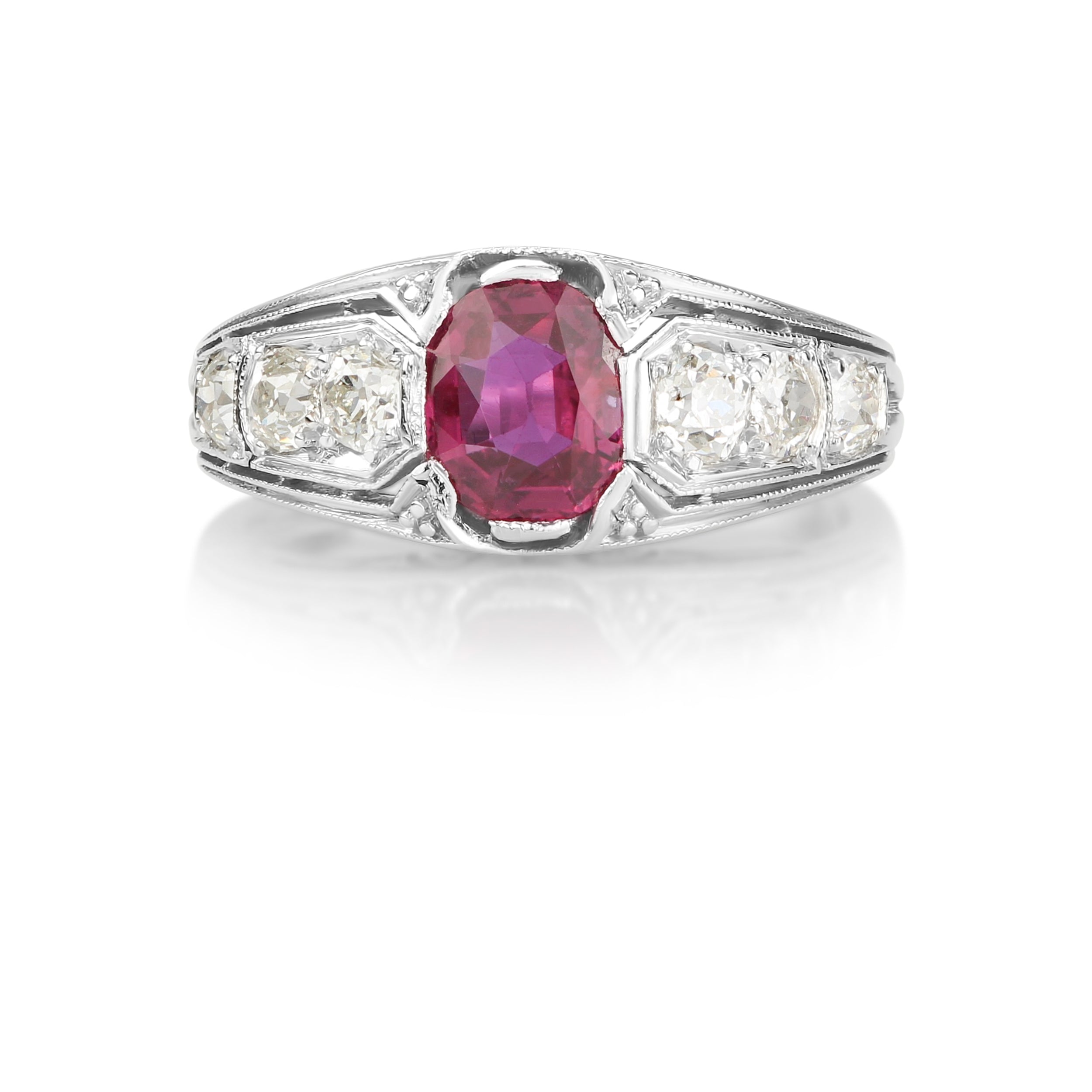 Art Deco Ruby & Diamond Platinum Ring