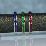 M&Co Gold Gemstone & Diamond Half Eternity Bands