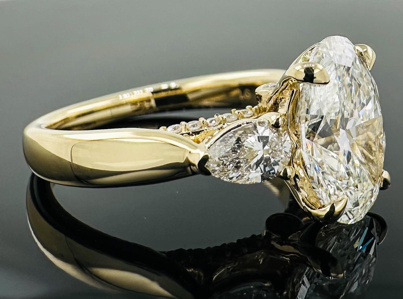 TIKTOK PROMO 14k Gold IGI certified 3.65cttw Oval Lab Grown Diamond Engagement Ring size 7