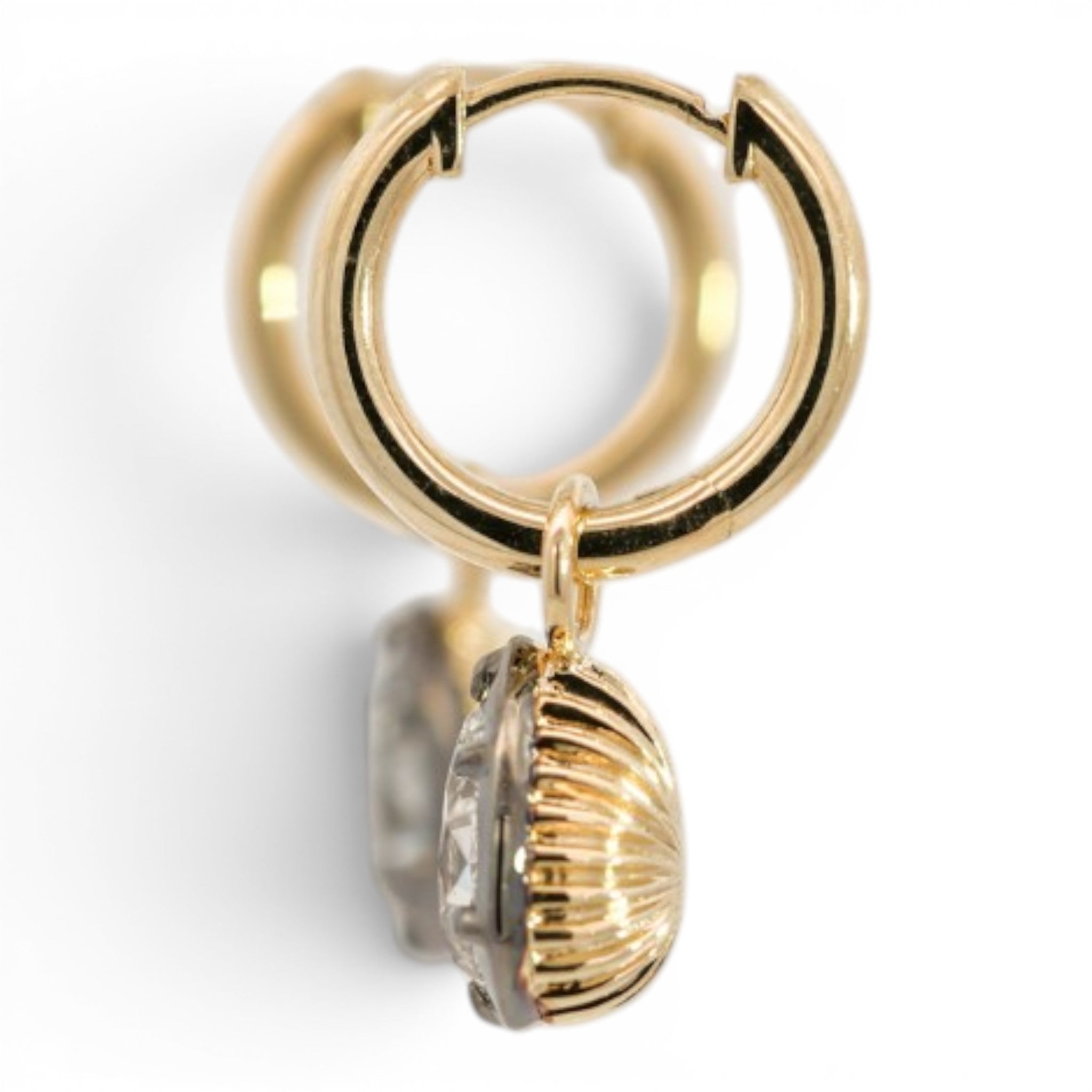 Georgian-Inspired Antique Pear Cut Lab Grown Diamond Charm Hoops