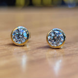 M & Co. Bezel Round Diamond Stud Earrings