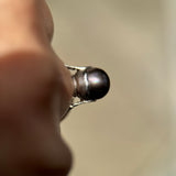 Edwardian Platinum Natural Gray Pearl (9.4x10mm GIA 2201249971) Size 7.5