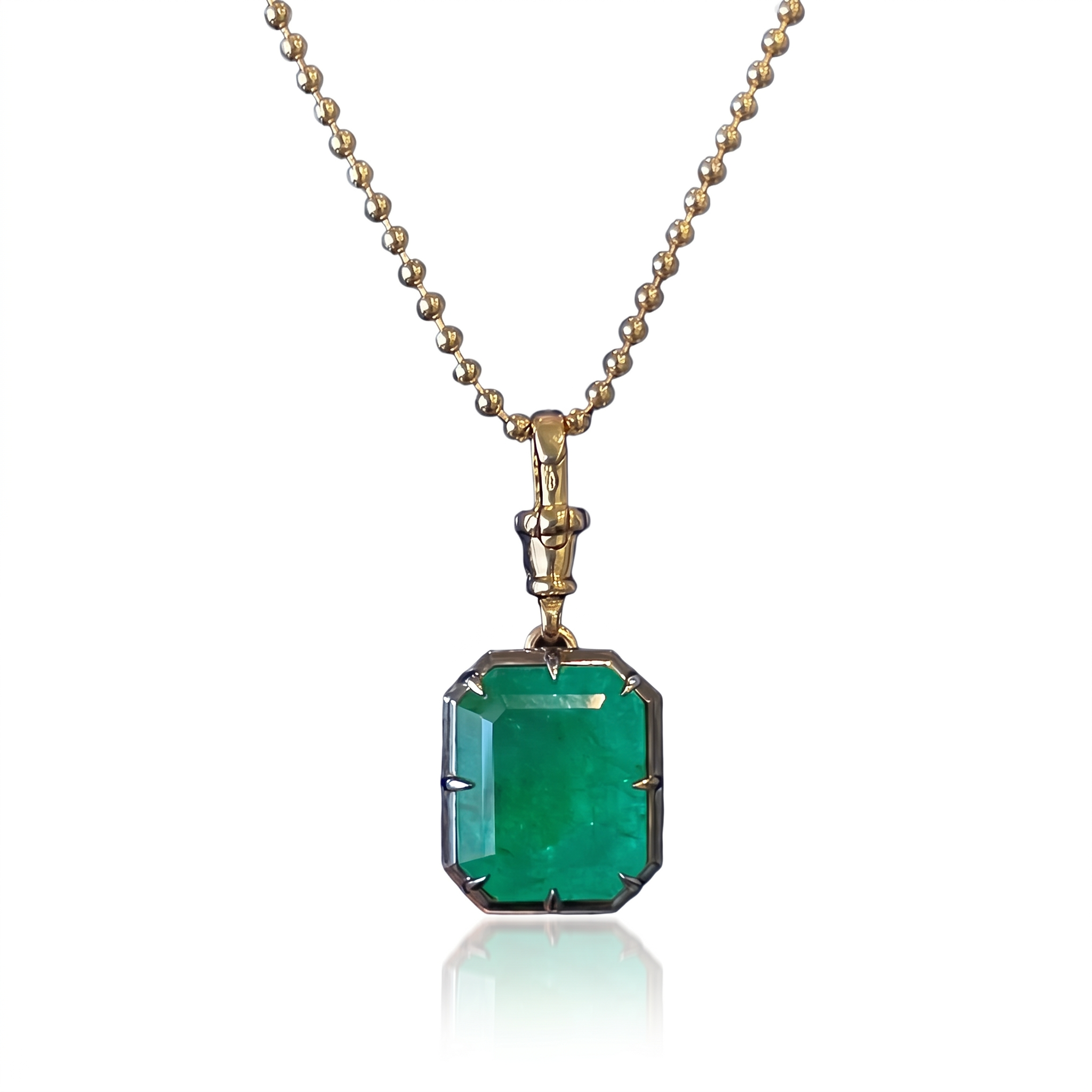 13.1 CT Natural Emerald Gold Pendant - Georgian Caroline Style
