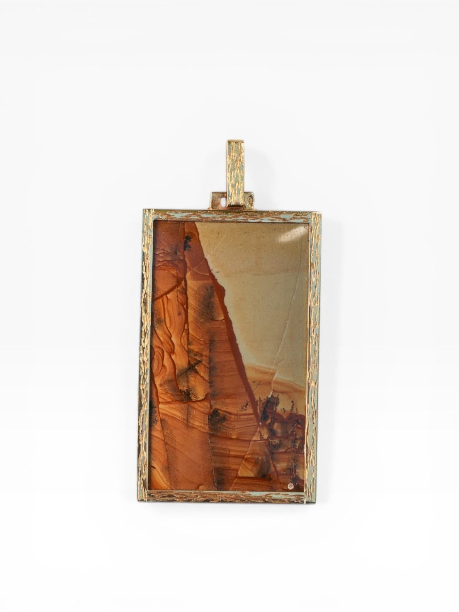 Vintage 18K Picture Jasper Pendant