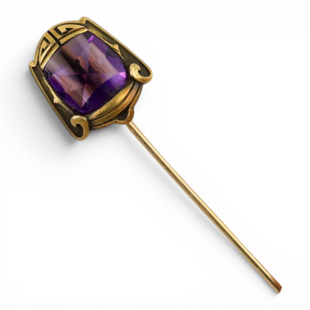 14K Egyptian Revival Amethyst Stick Pin