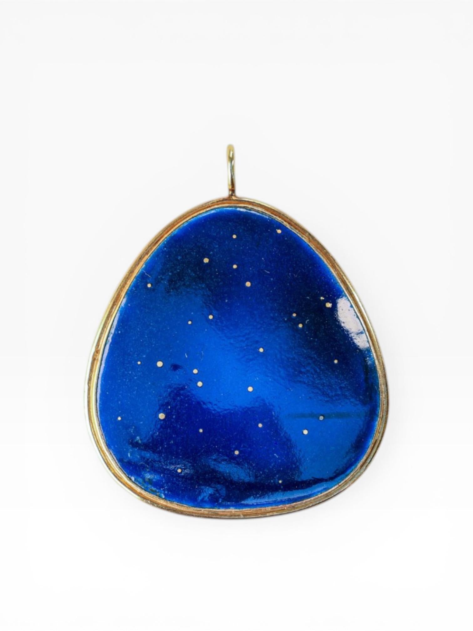Vintage Night Sky Cloisonné Enamel 18K Pendant