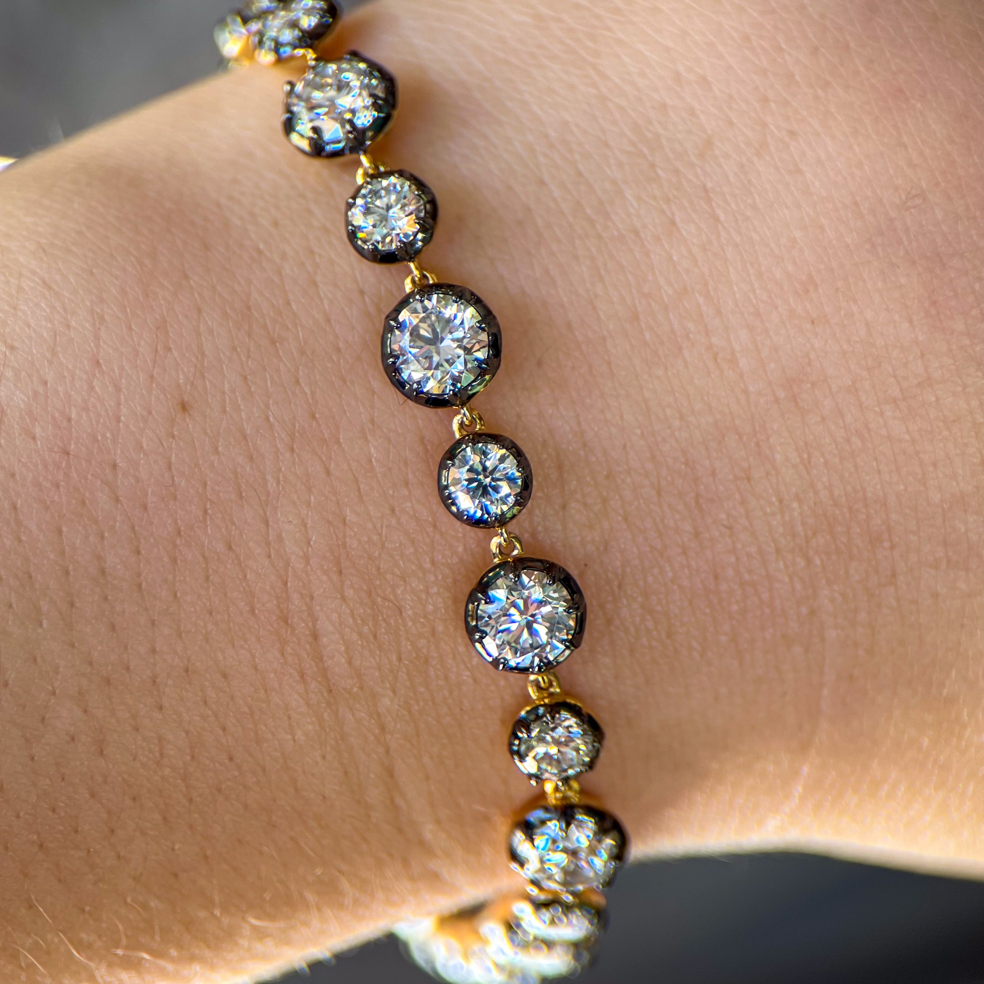Georgian-Inspired Button Back Collet Lab Grown Diamond Bracelet