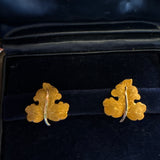 Vintage 18k Yellow & White Gold Buccellati Segrino leaf Earrings