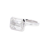 M & Co. 5.03 CT Emerald Cut Bezel East West Solitaire Lab Grown Diamond Ring