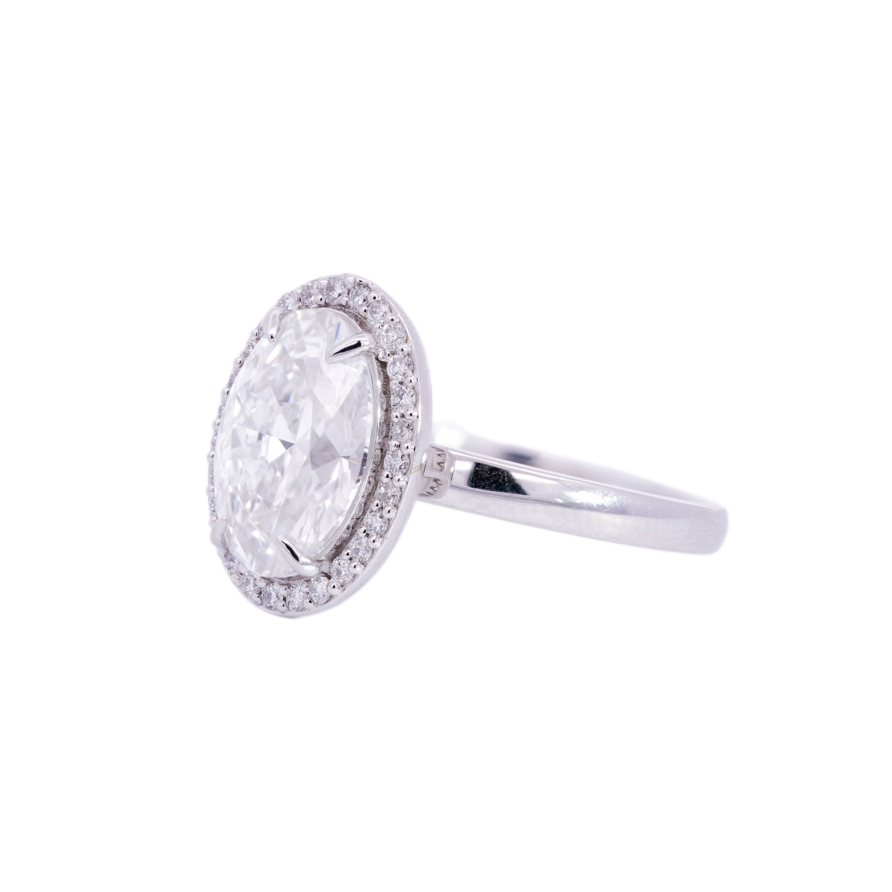 M & Co. 3.06 CT Oval Cut Halo Solitaire Lab Grown Diamond Ring