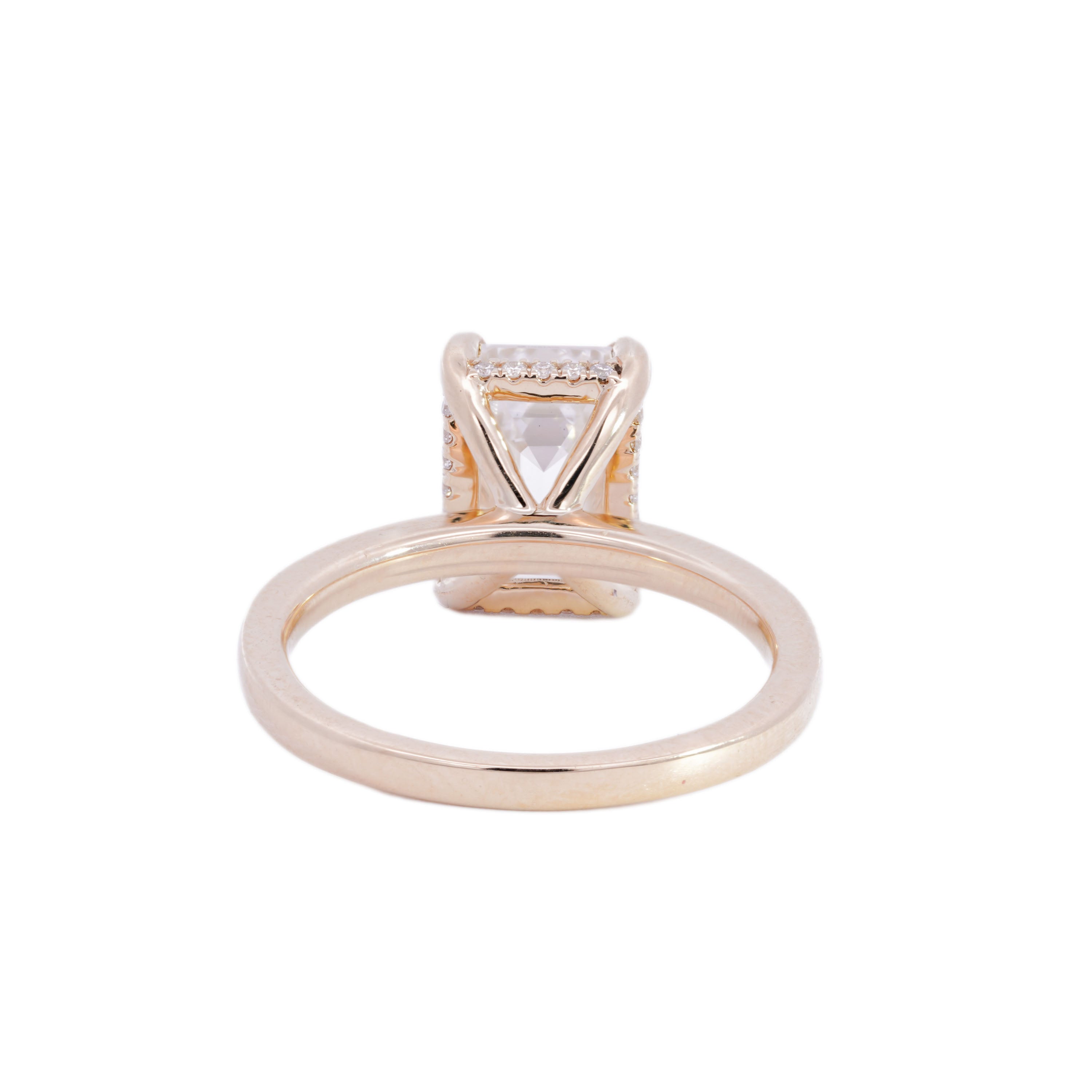 M & Co. 3.02 CT Emerald Cut Hidden Halo Solitaire Lab Grown Diamond Ring