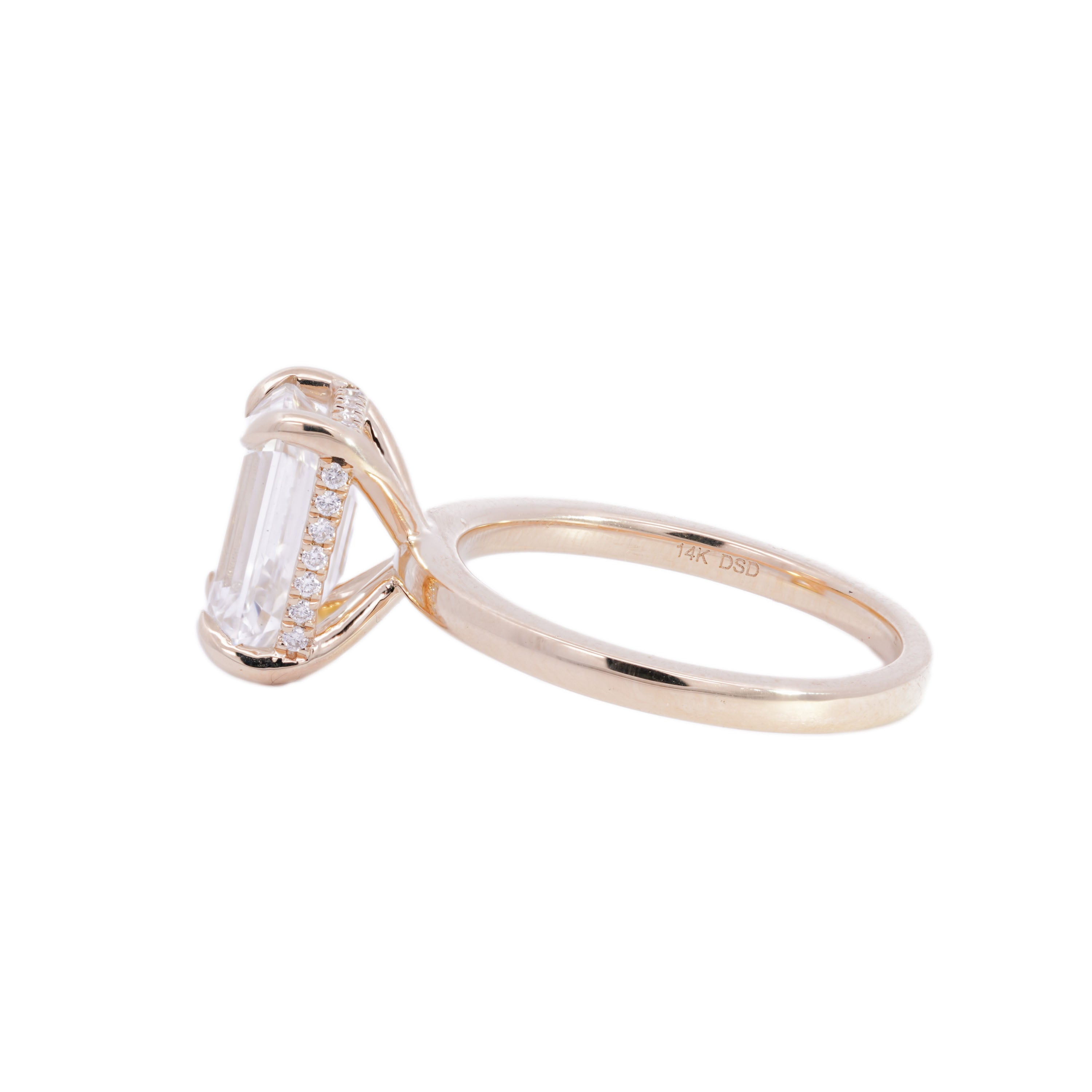 M & Co. 3.03 CT Emerald Cut Hidden Halo Solitaire Lab Grown Diamond Ring
