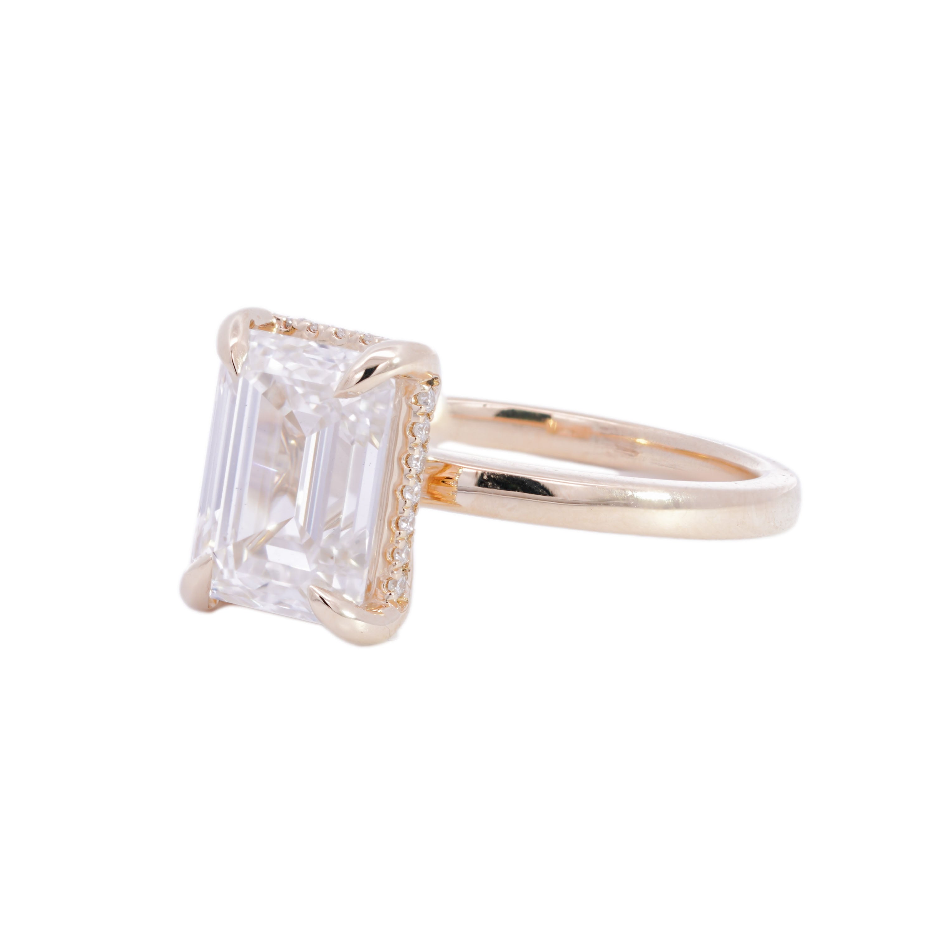 M & Co. 3.02 CT Emerald Cut Hidden Halo Solitaire Lab Grown Diamond Ring
