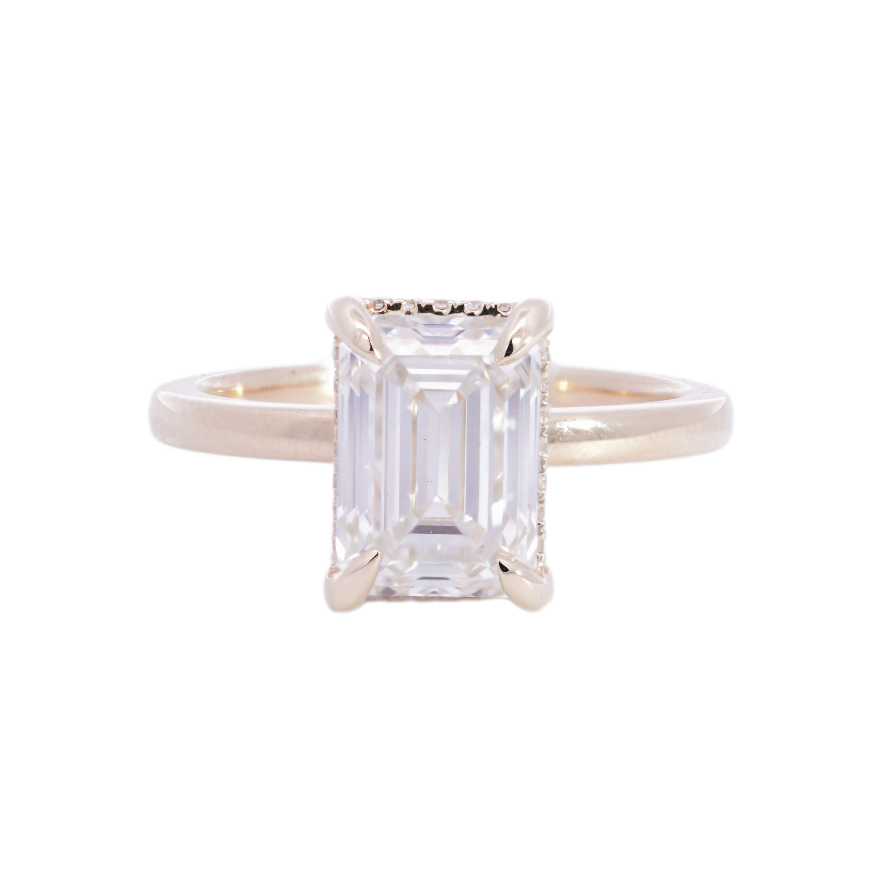 M & Co. 3.02 CT Emerald Cut Hidden Halo Solitaire Lab Grown Diamond Ring