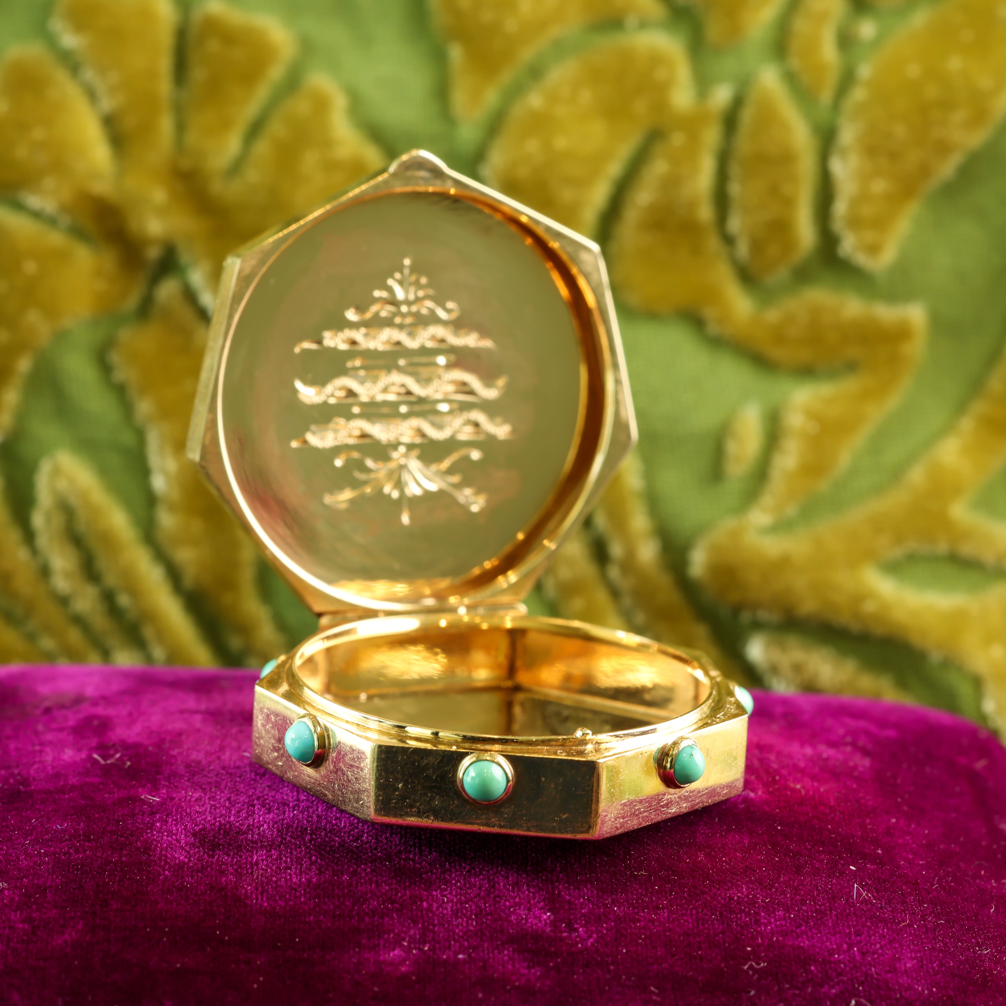 Mid-Century Cartier Turquoise Heptagon Pill Box