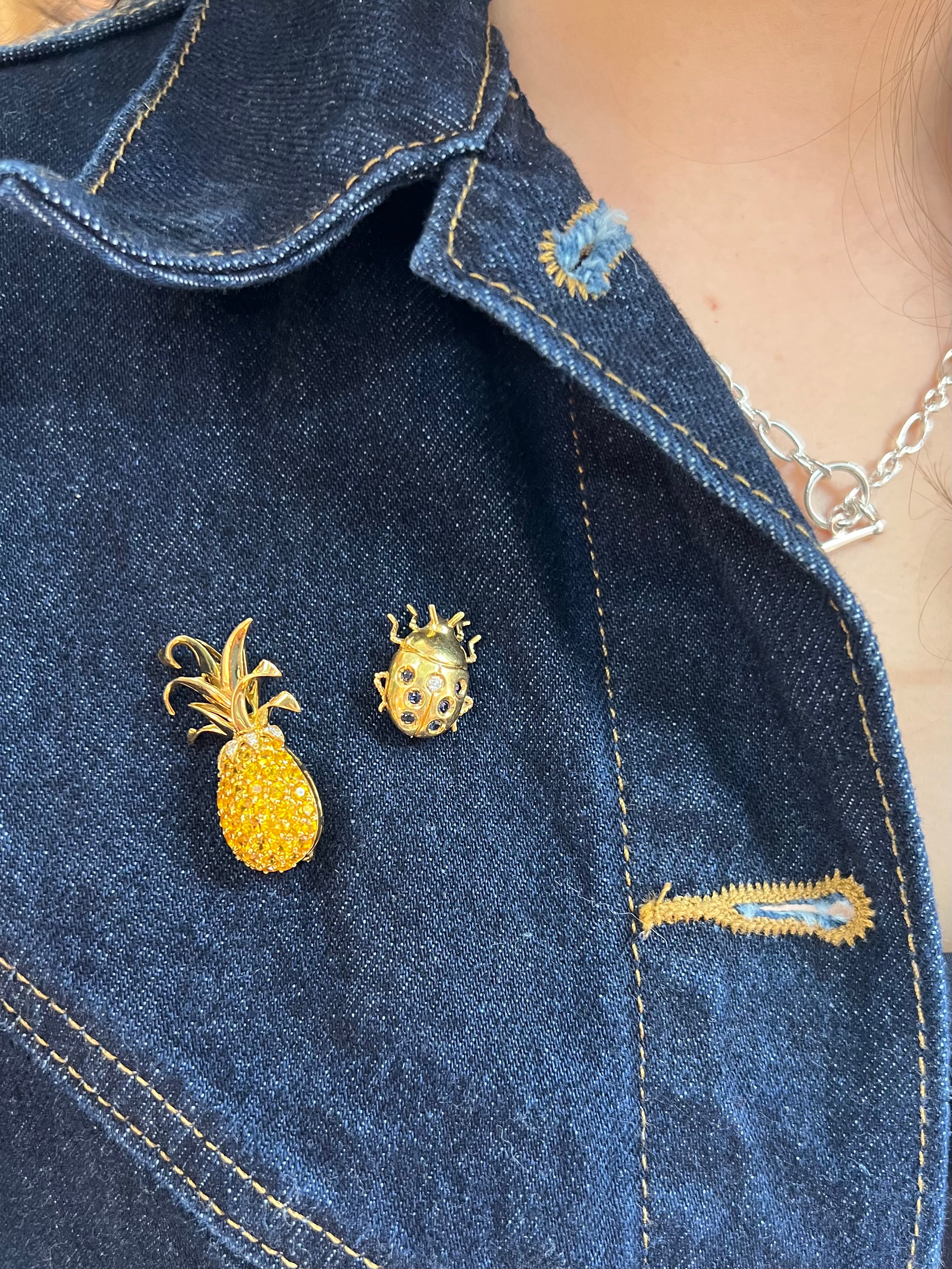 Yellow Sapphire Pineapple Brooch