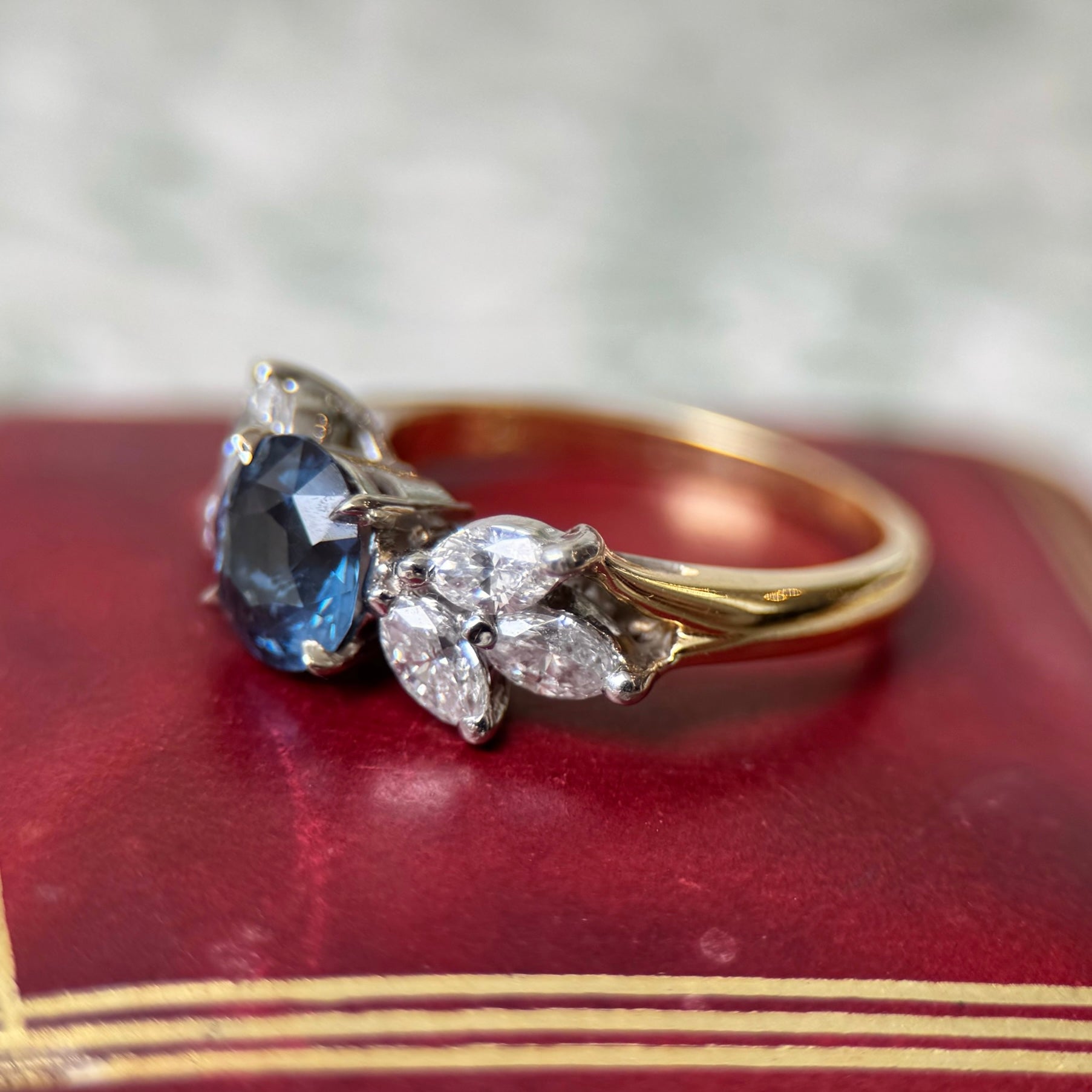 JB Star 18k Yellow Gold & Platinum Cobalt Spinel & Diamond Engagement Ring