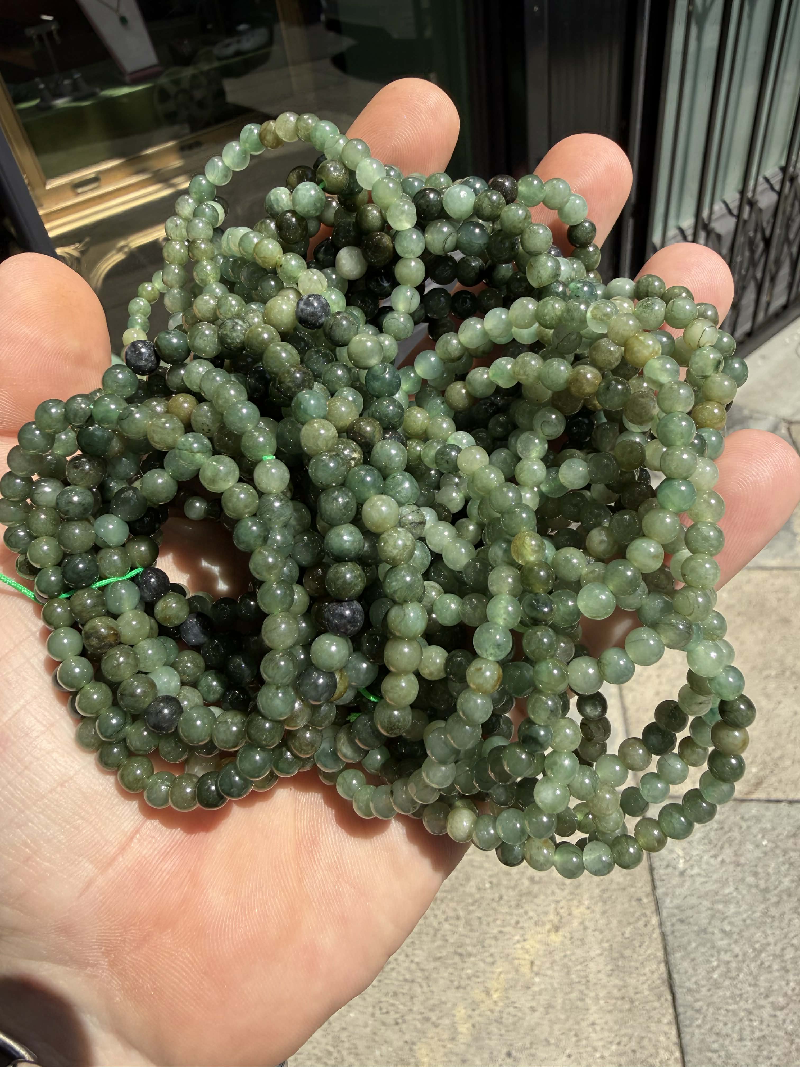 Natural Green Jade Bead Bracelet