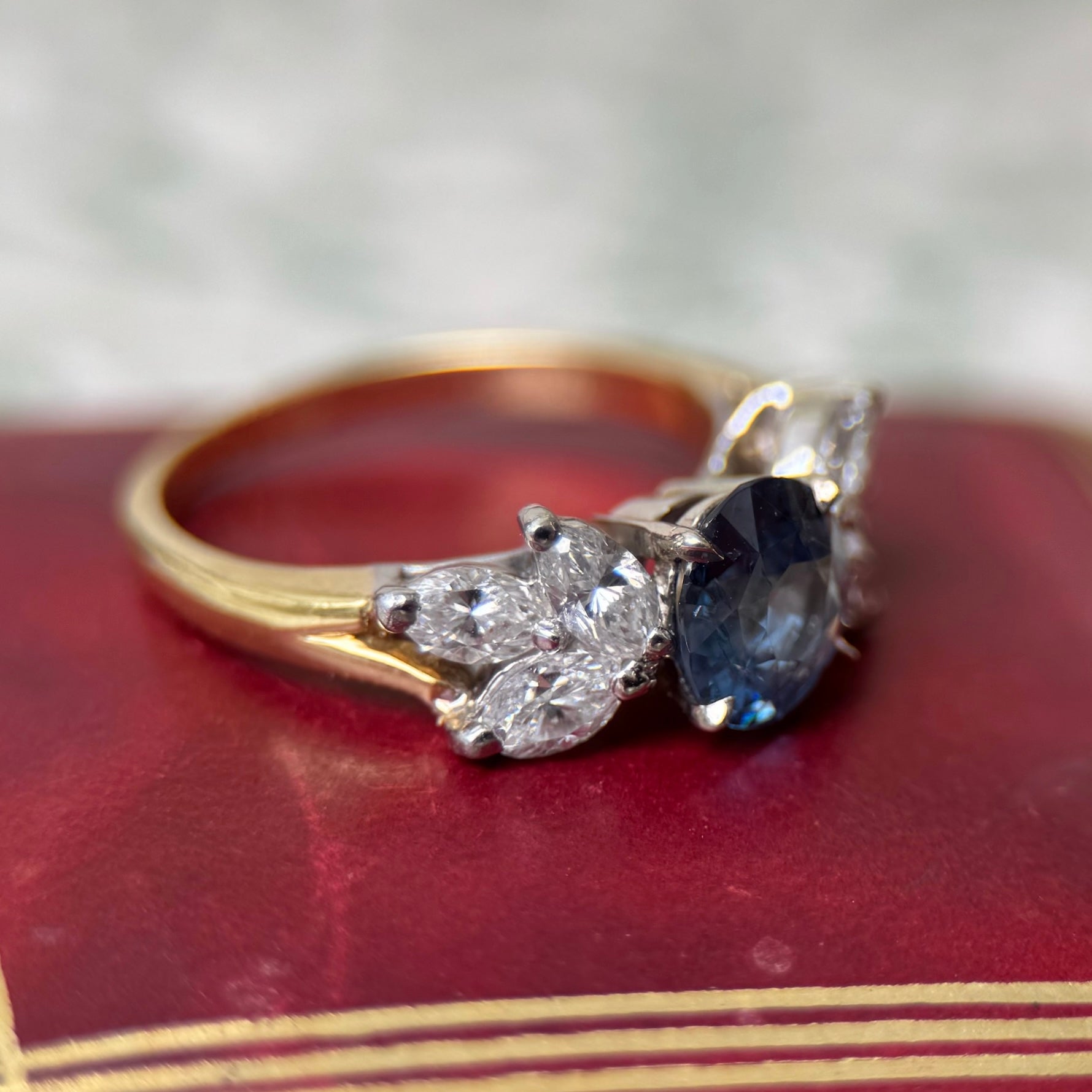 JB Star 18k Yellow Gold & Platinum Cobalt Spinel & Diamond Engagement Ring