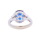 Contemporary Oval Untreated Sapphire & Diamond Ring