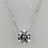 14K Gold 1.2-1.35ct Round Bezel or Prong Lab Grown Diamond Pendant Necklaces