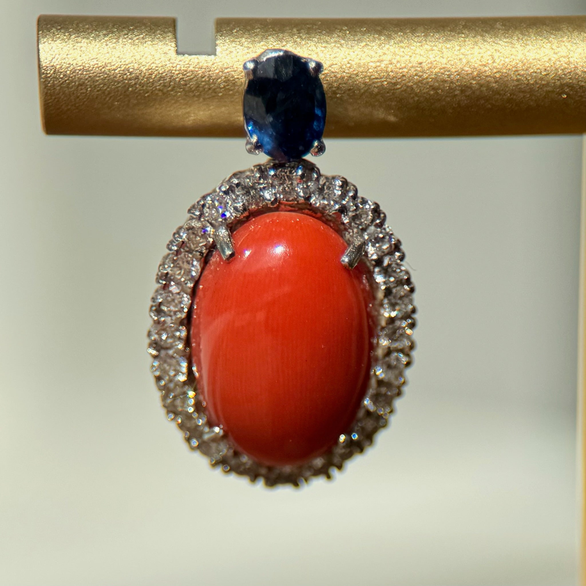 Vintage Coral Sapphire & Diamond Earrings