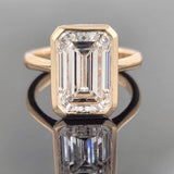 M & Co. 5.04 CT Emerald Cut Bezel Solitaire Lab Grown Diamond Ring